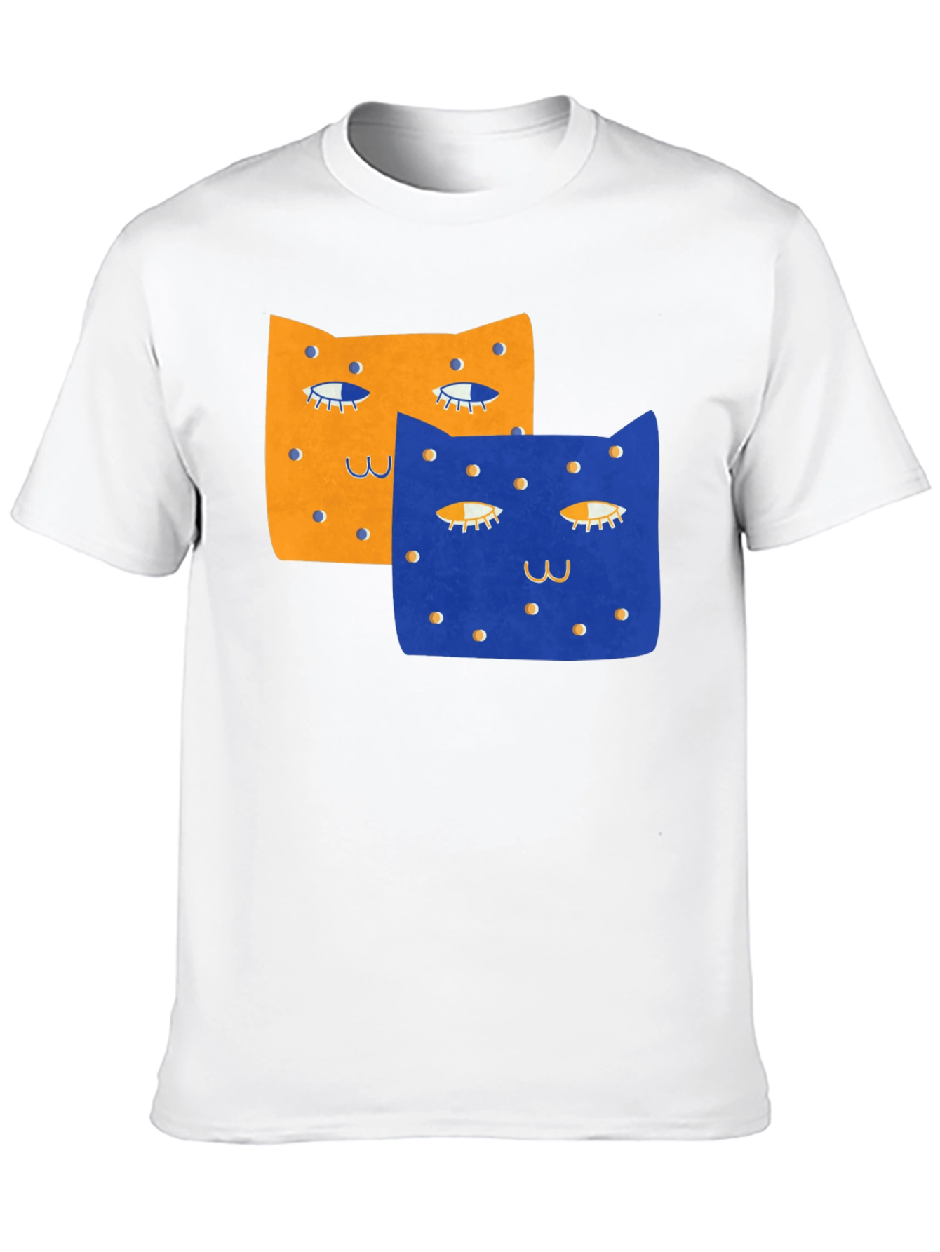 Black Whimsical Cat Print T-Shirt - Black view 10