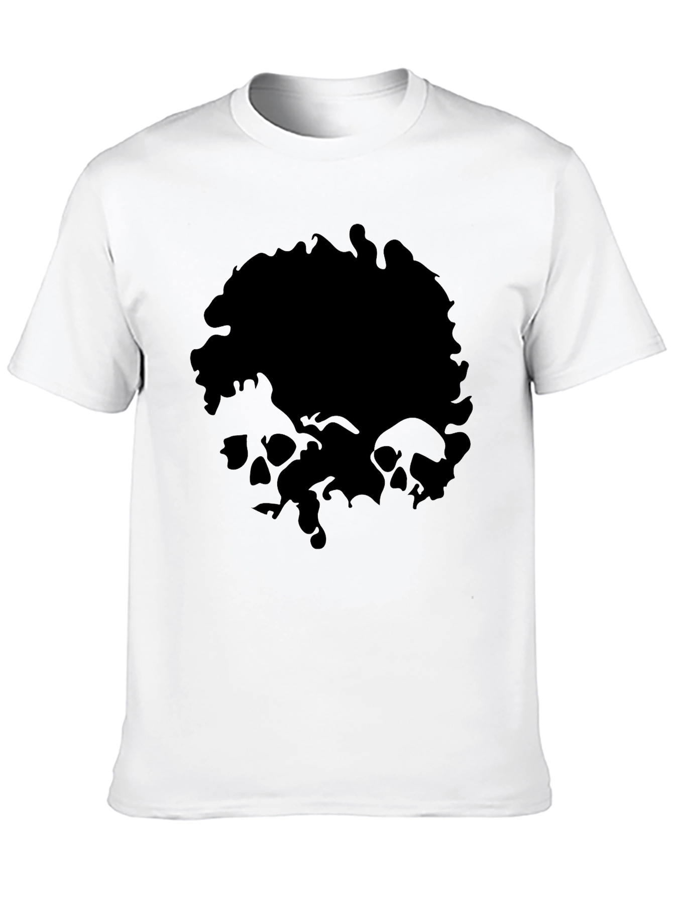 Black Skull Graphic Print Men's Black T-Shirt view 10