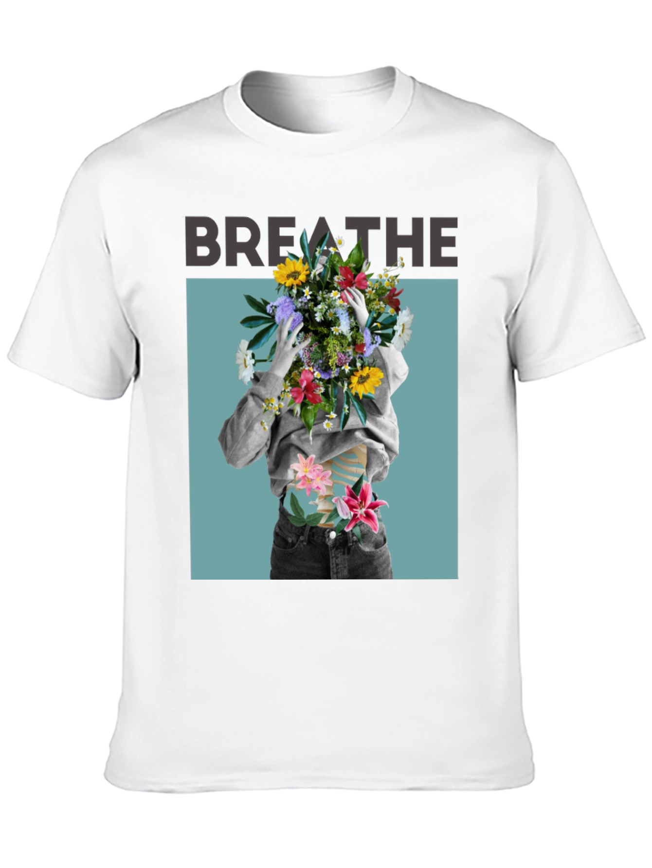 Black Breathe Floral Graphic Black T-Shirt view 10