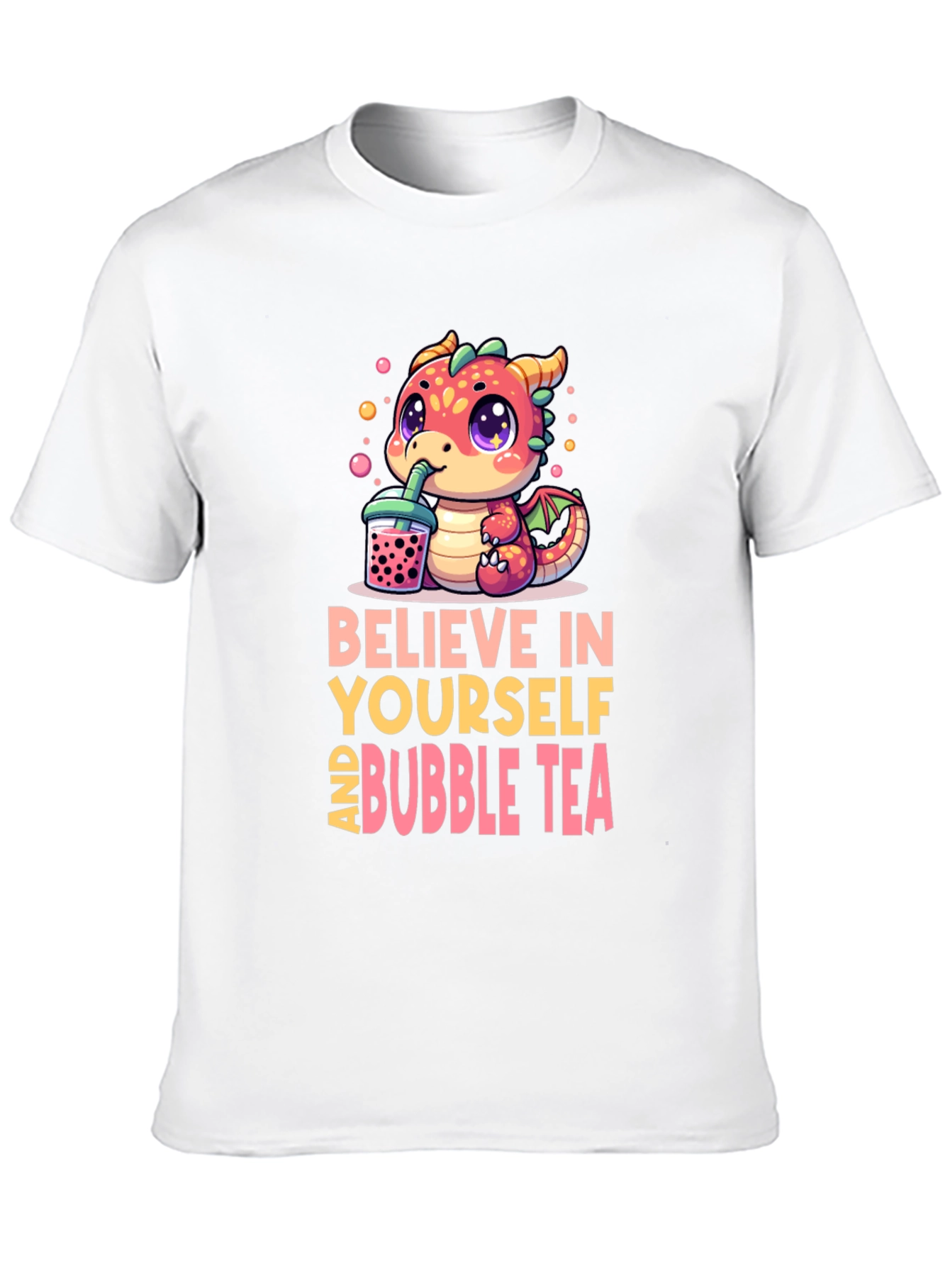 Black Believe In Yourself & Bubble Tea T-Shirt view 10