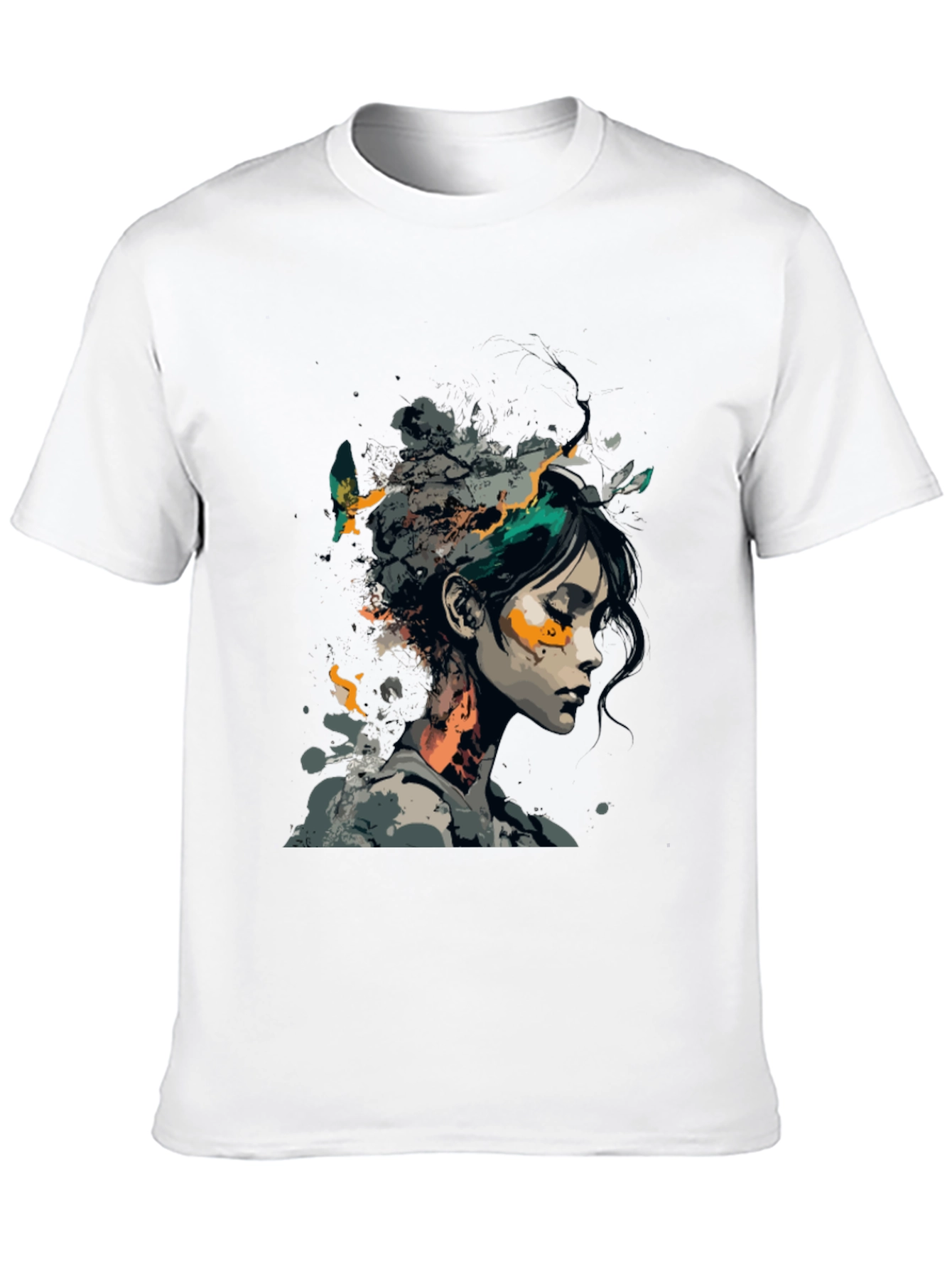 Black Artistic Woman Graphic Black T-Shirt view 10