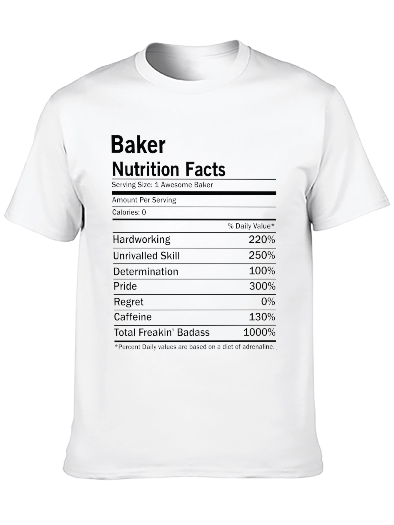Black Baker Nutrition Facts Black T-Shirt view 10