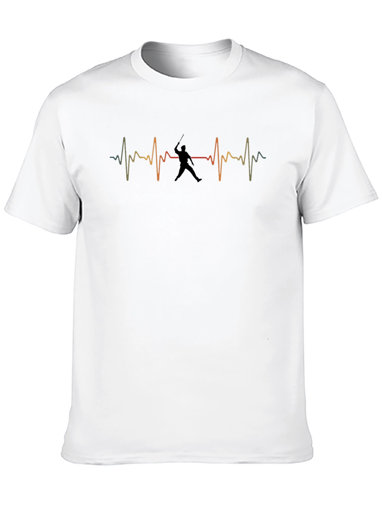 Black Fencing Heartbeat T-Shirt - Sporty Graphic Tee view 10