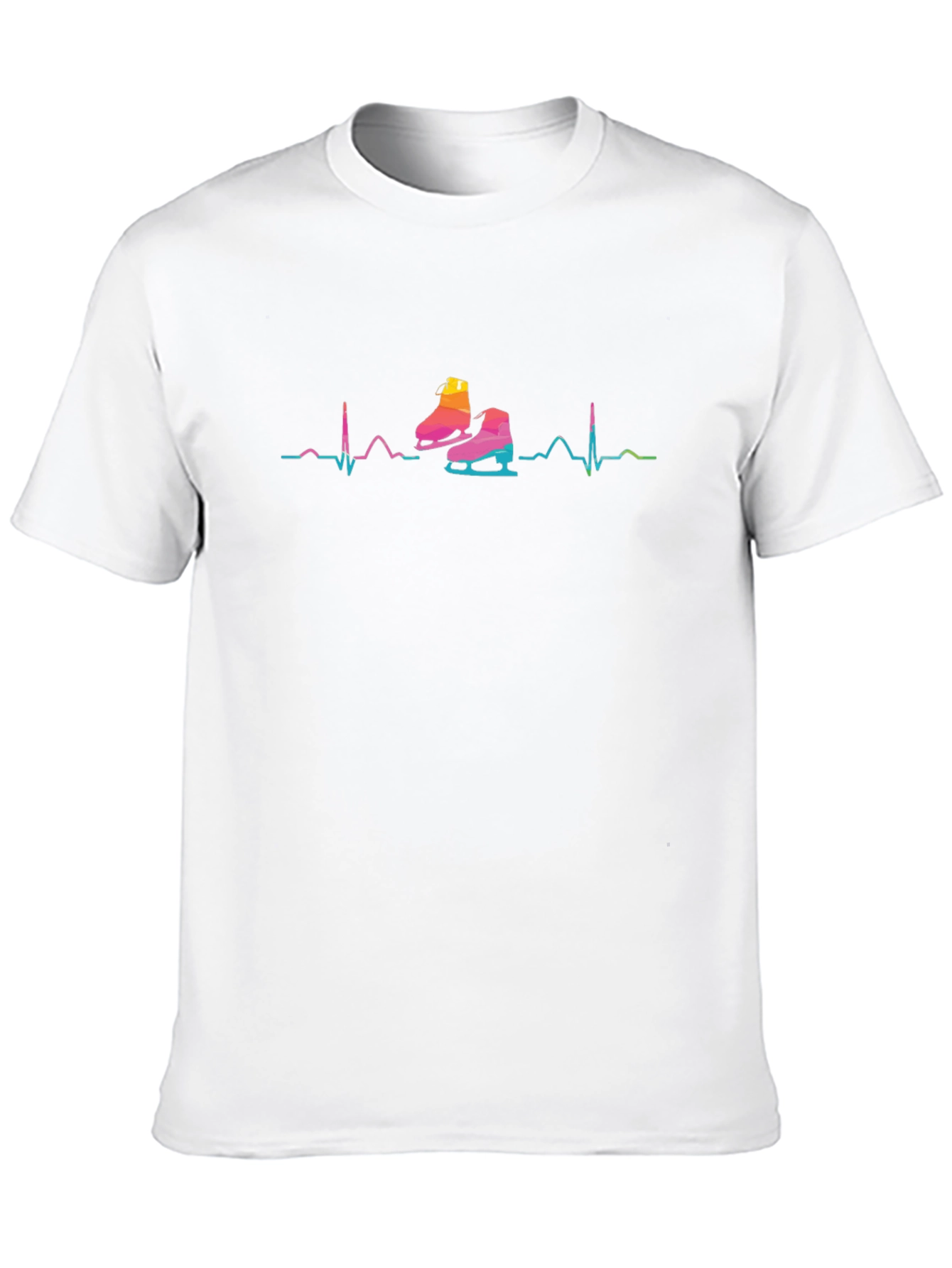 Black Ice Skate Heartbeat Graphic T-Shirt view 10