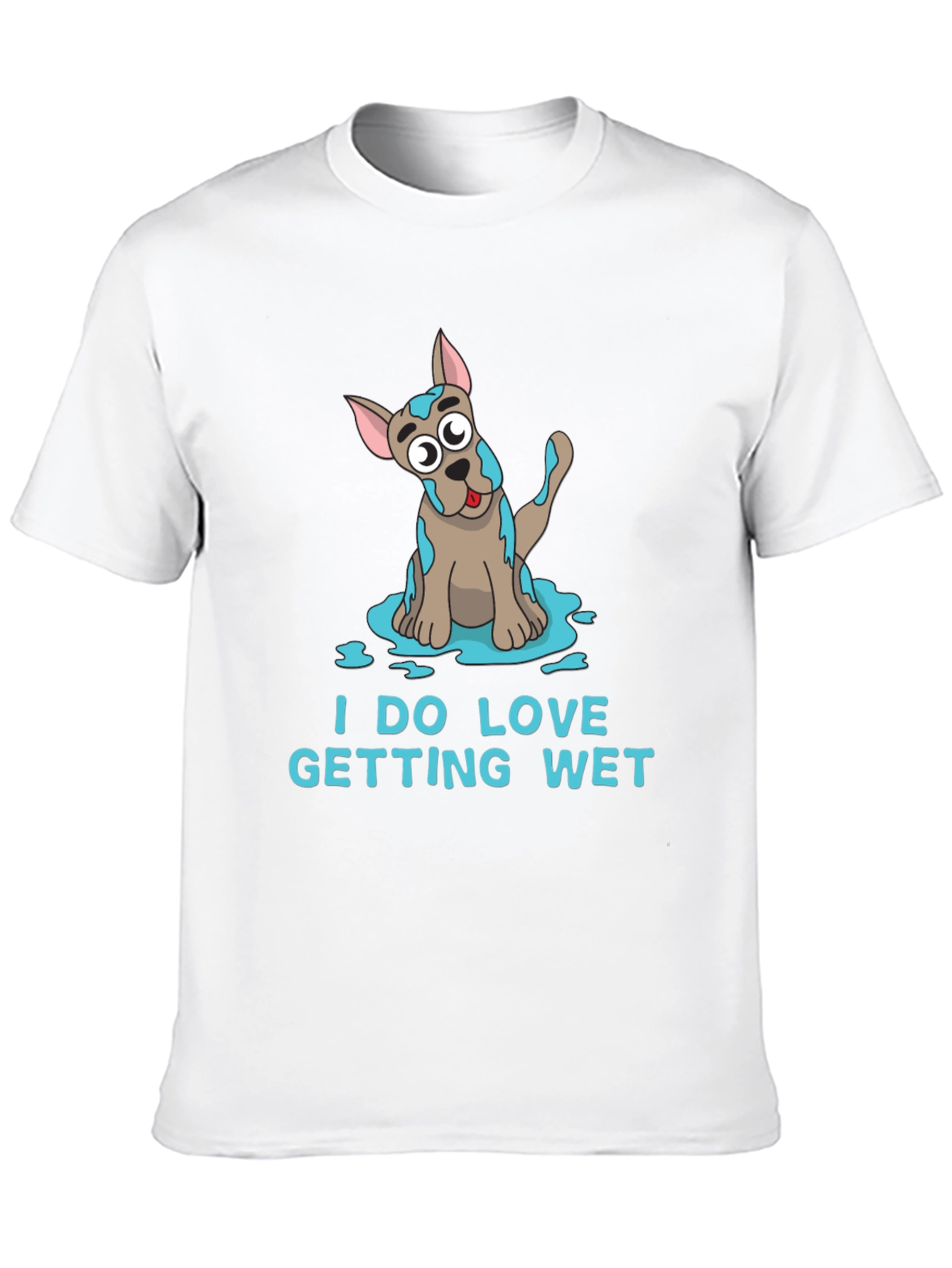 Black Funny 'I DO LOVE GETTING WET' Dog T-Shirt view 10