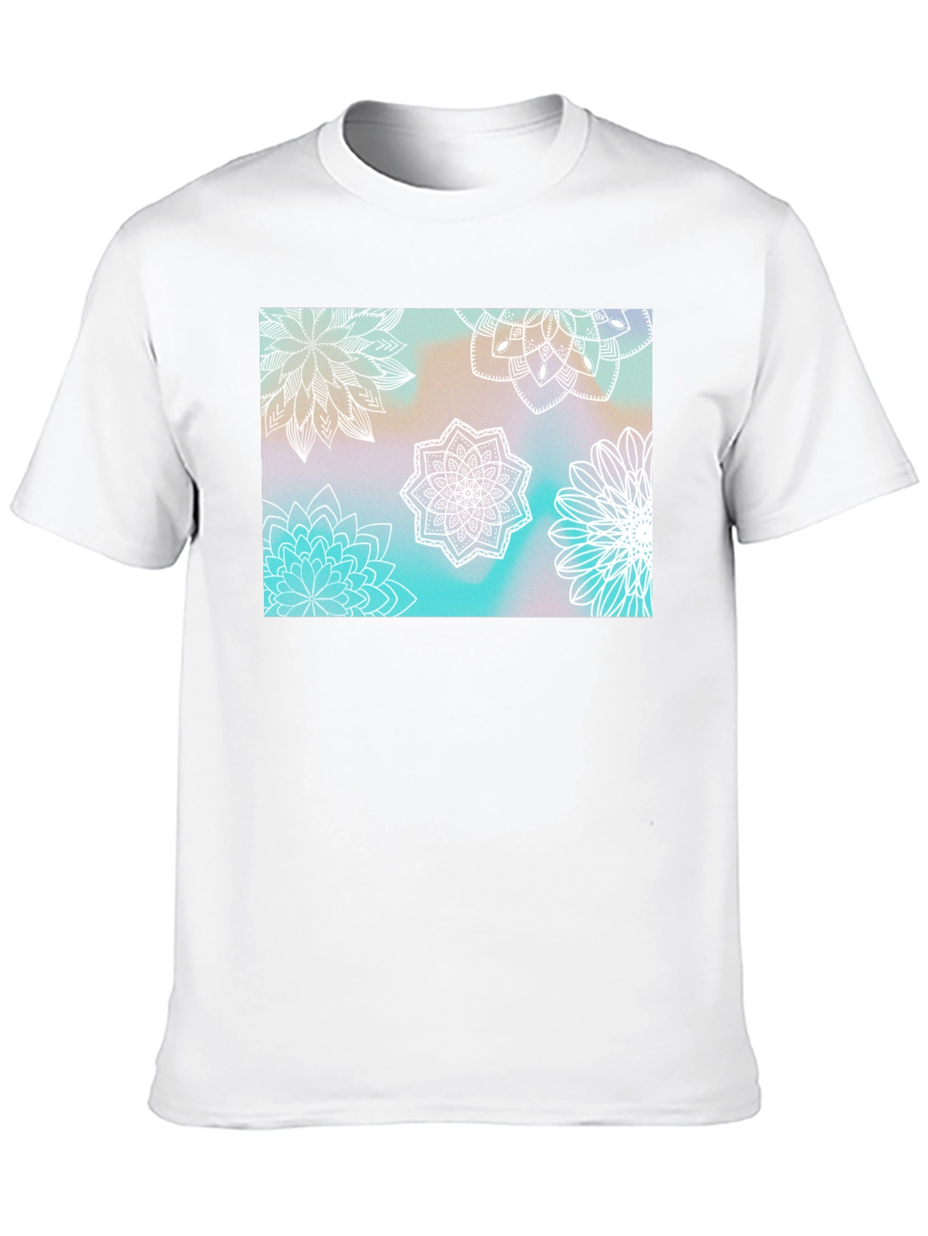 Black Floral Mandala Print Black T-Shirt view 10