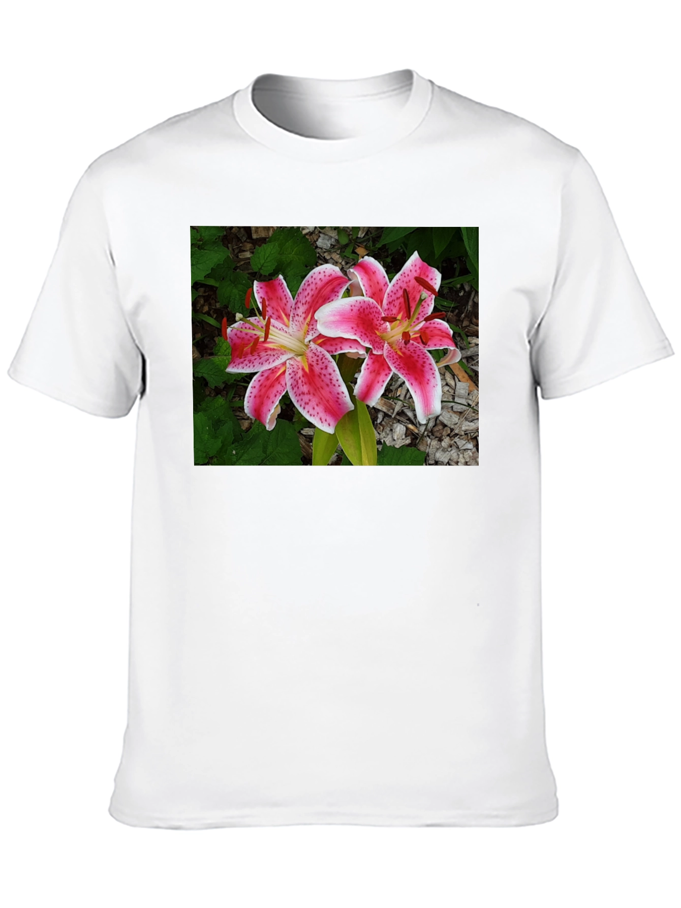 Black Floral Lily Print Black T-Shirt view 10