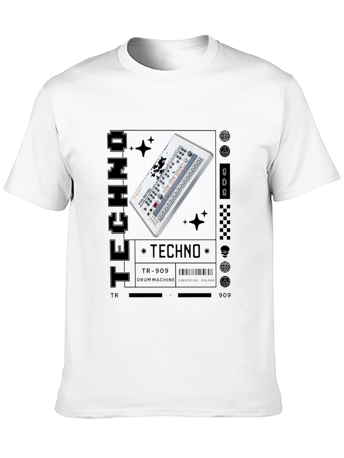 Black Techno Music Graphic T-Shirt view 10