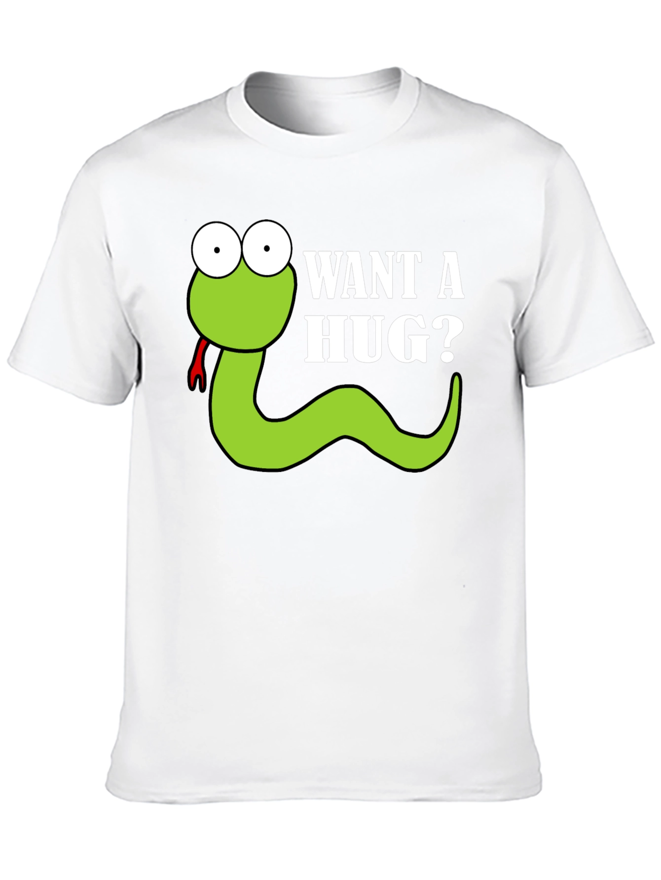 Black Want a Hug? Funny Snake Cartoon Graphic T-Shirt view 10