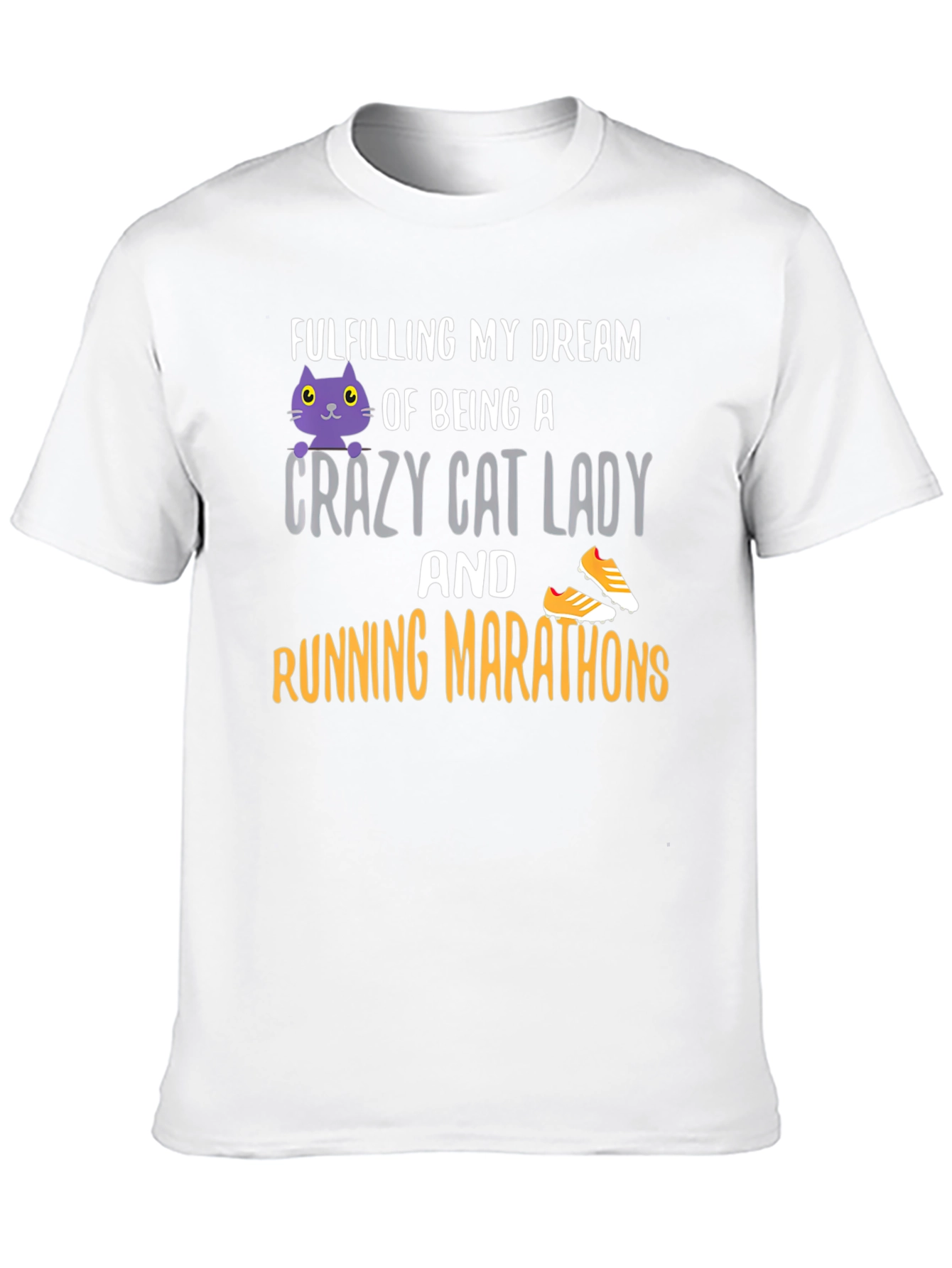 Black Crazy Cat Lady Running Marathon T-Shirt view 10