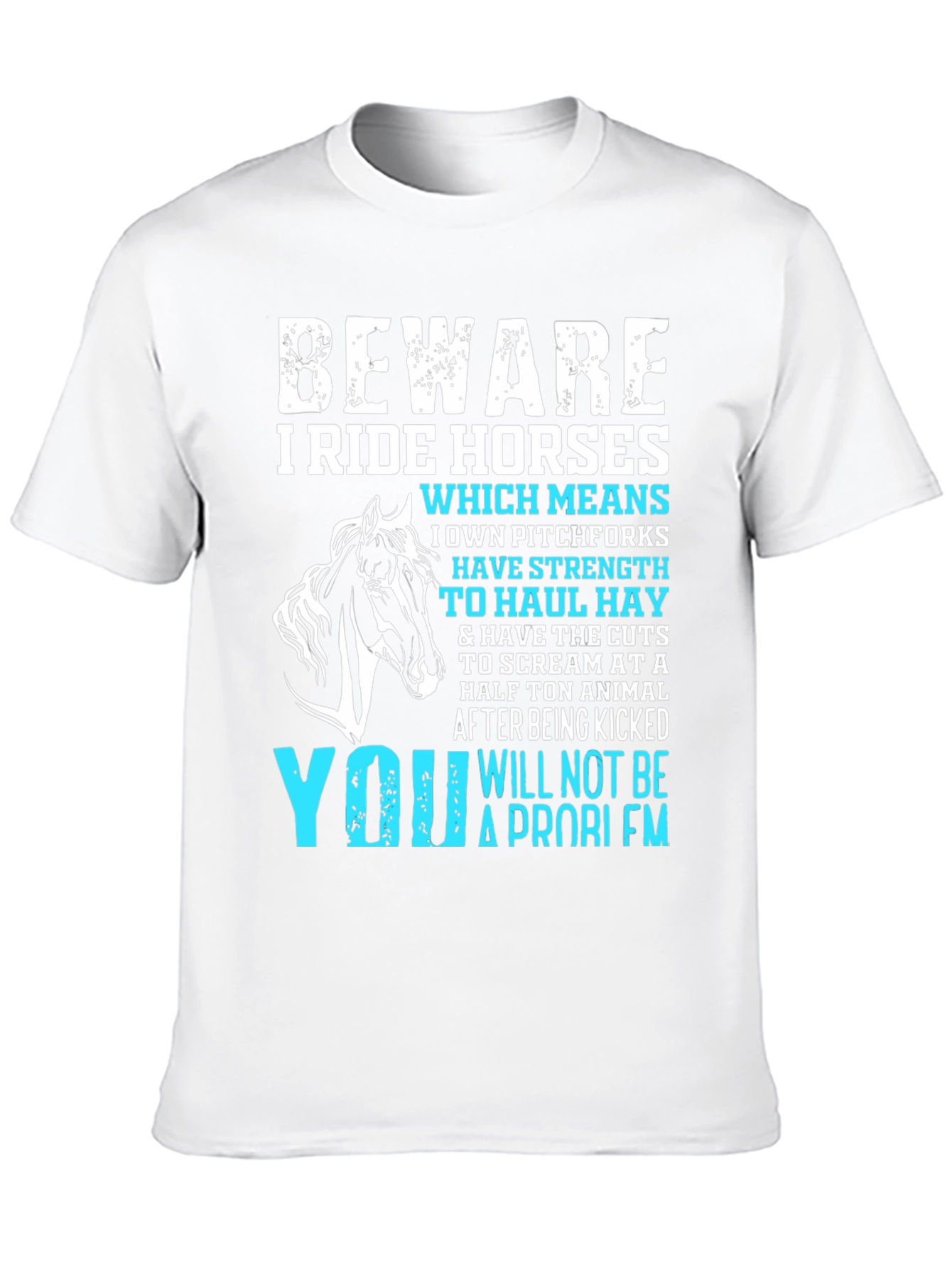 Black Beware I Ride Horses Graphic Tee view 10