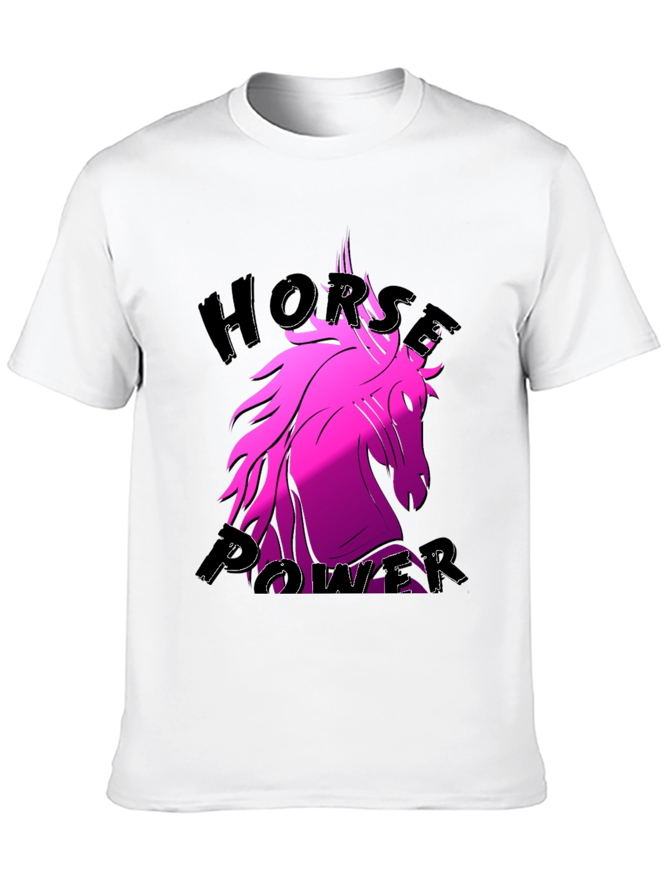 Black Horse Power Pink Unicorn Black T-Shirt view 10