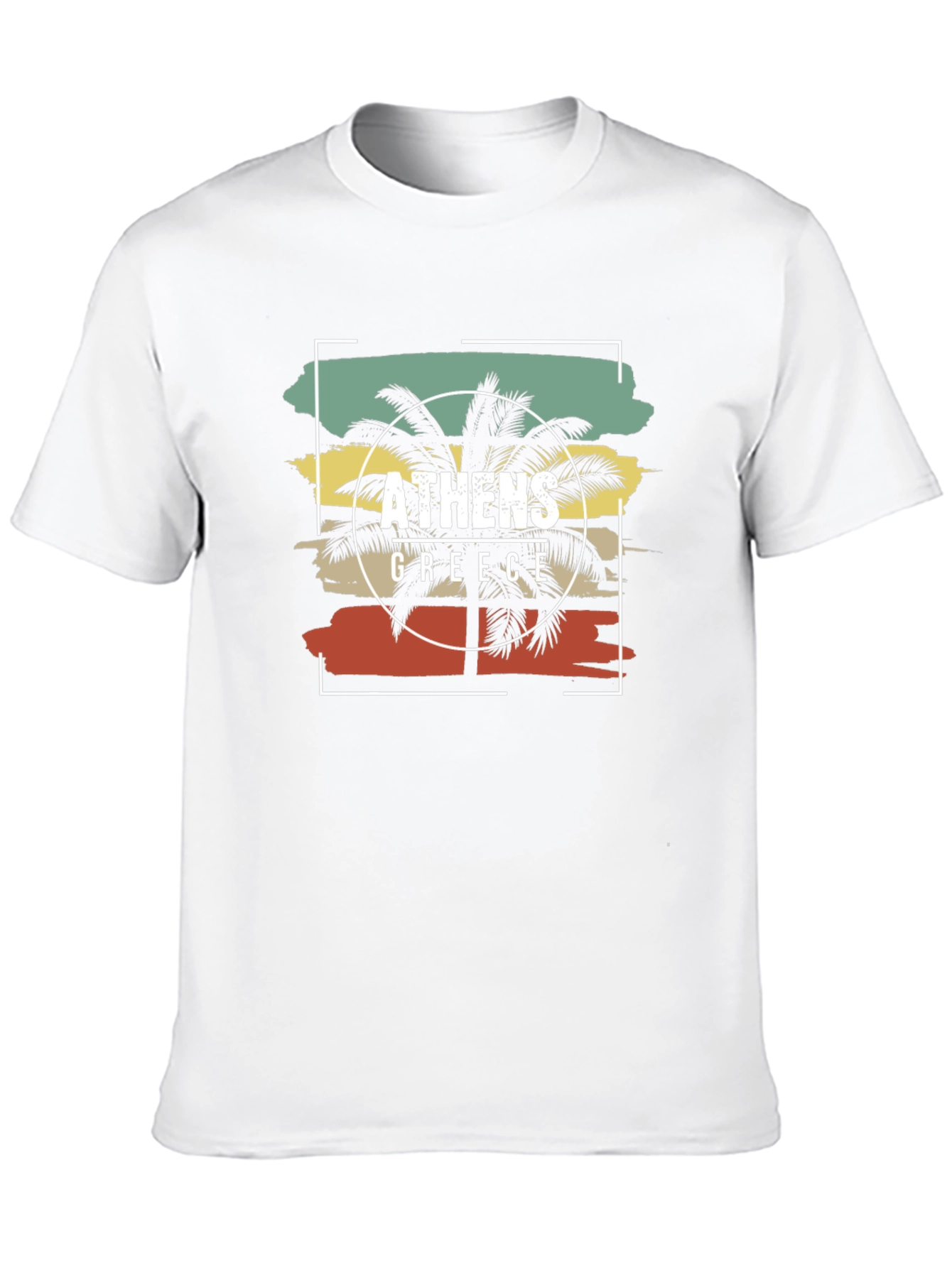 Athens Greece Palm Tree T-Shirt Retro Style Tee - 10