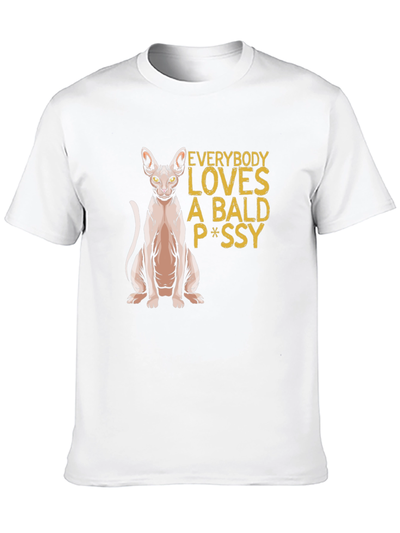 Black Bald Cat P*ssy T-Shirt - Funny Novelty Tee view 10