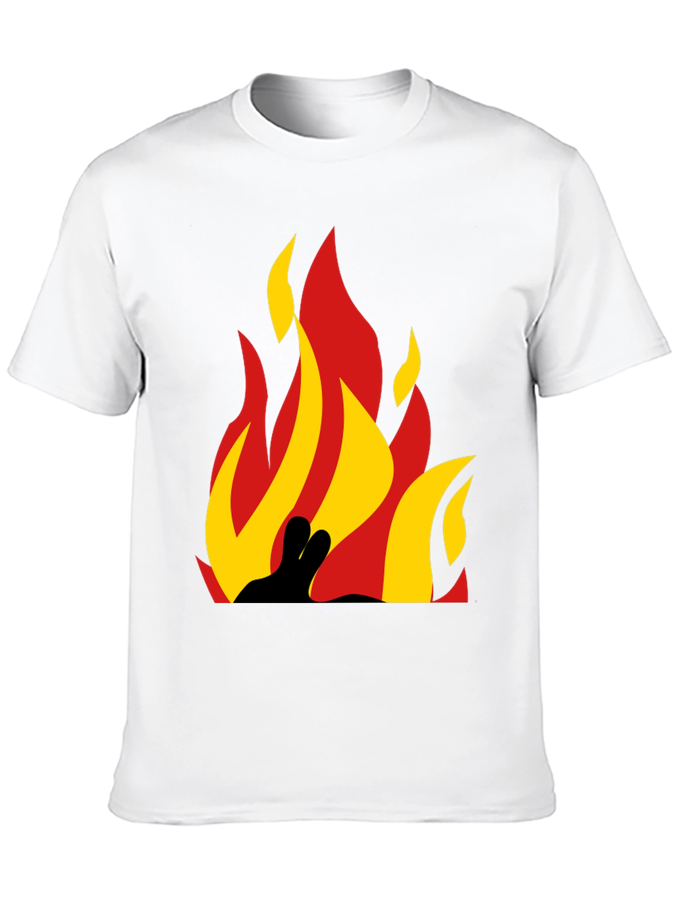 Black Flame Graphic Tee - Bold Black Cotton T-Shirt view 10