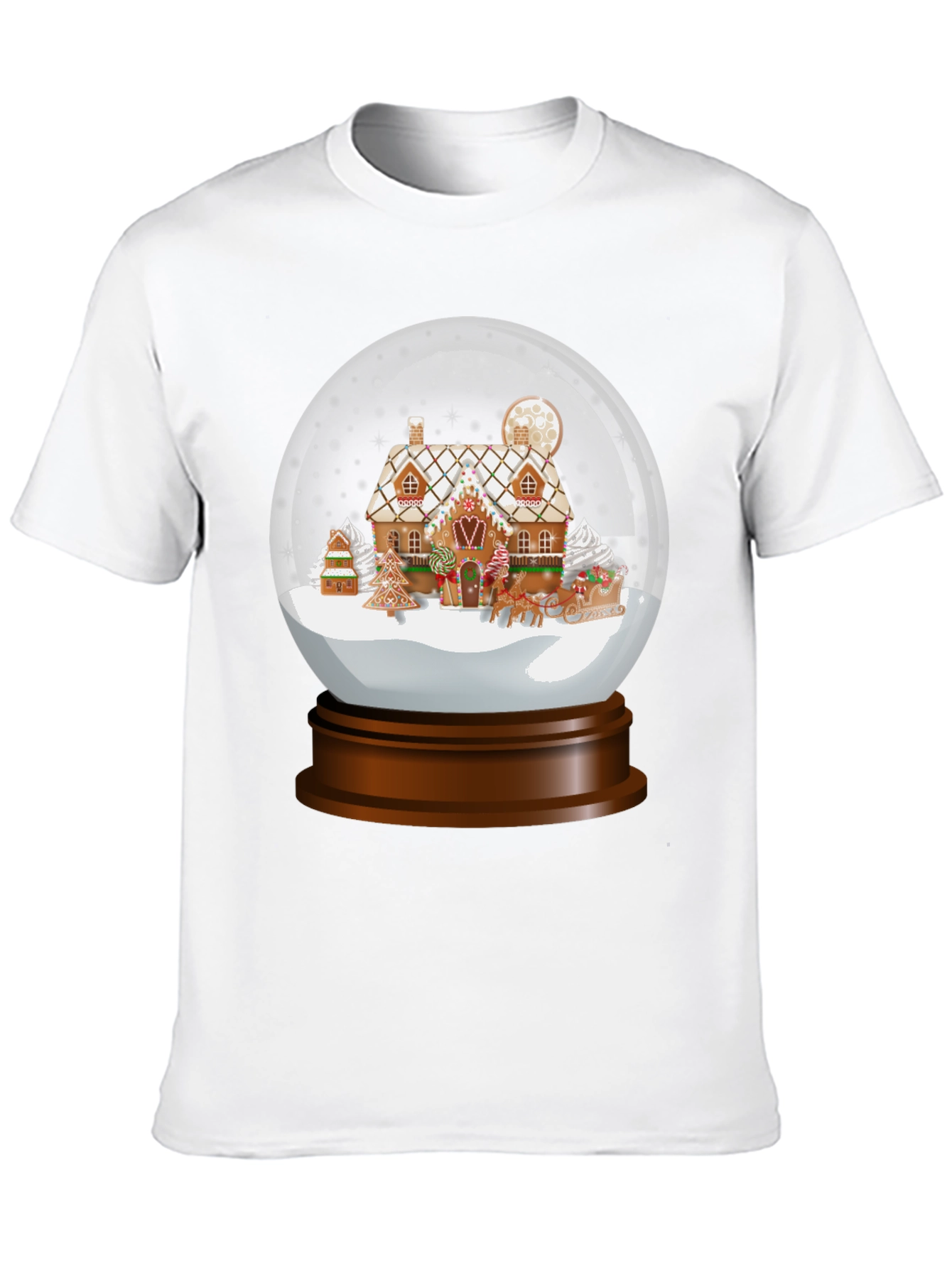 Black Gingerbread House Snow Globe Graphic Tee view 10