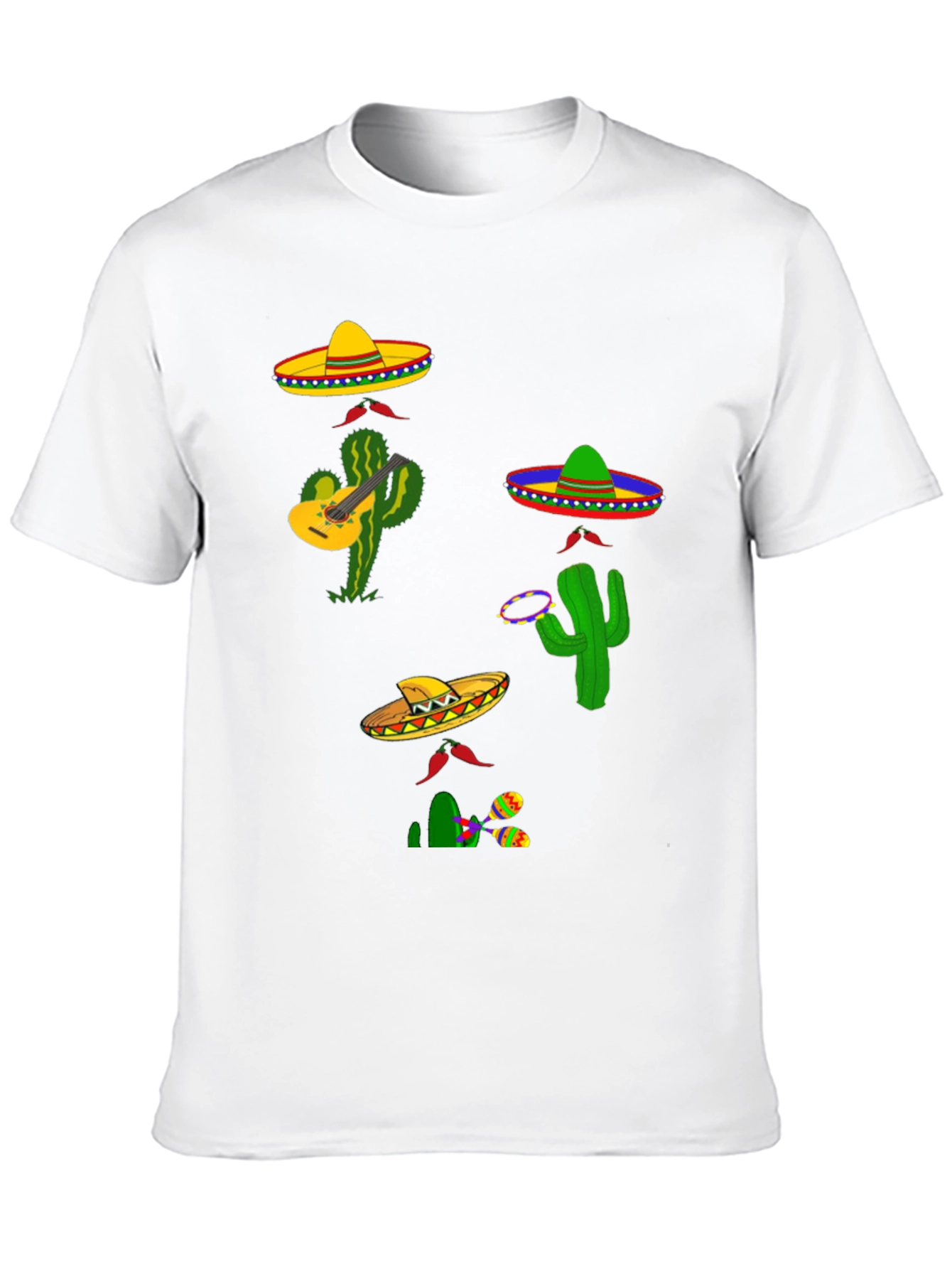 Black Festive Fiesta T-Shirt: Sombreros, Cacti, and Musical Fun view 10