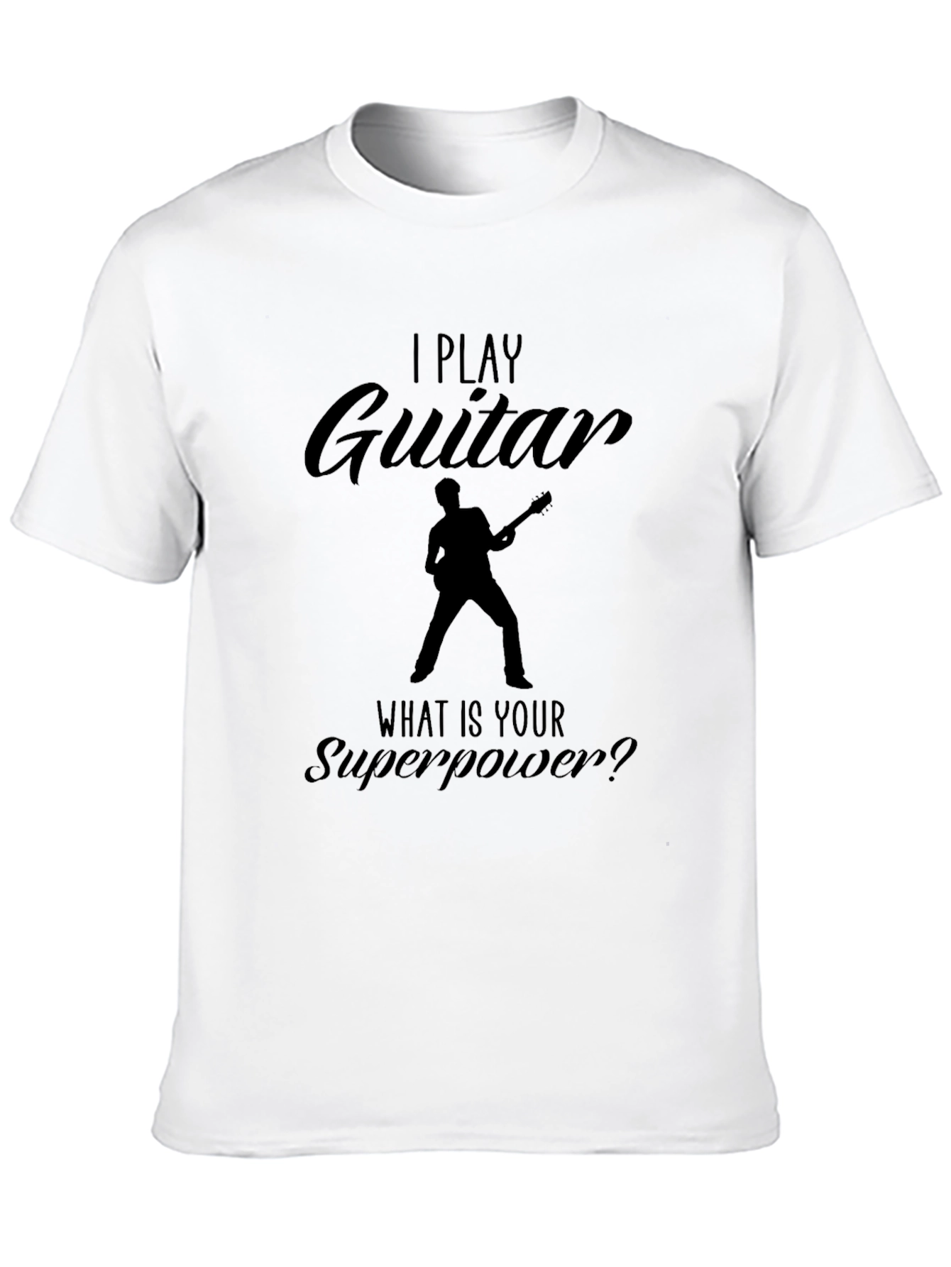 Black I Play Guitar Superpower Black T-Shirt view 10