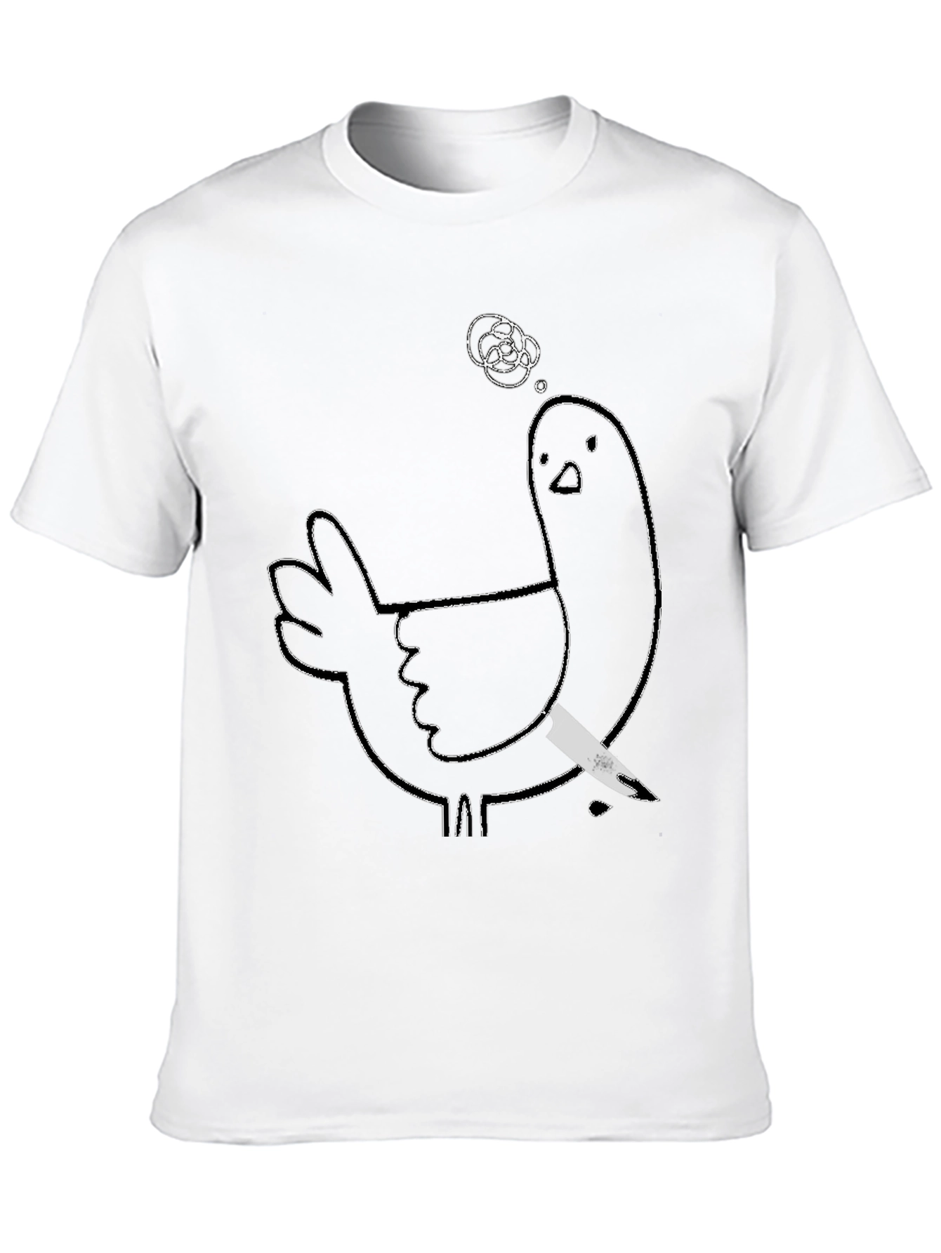 Black Humorous Chicken T-Shirt - Quirky Knife Design view 10