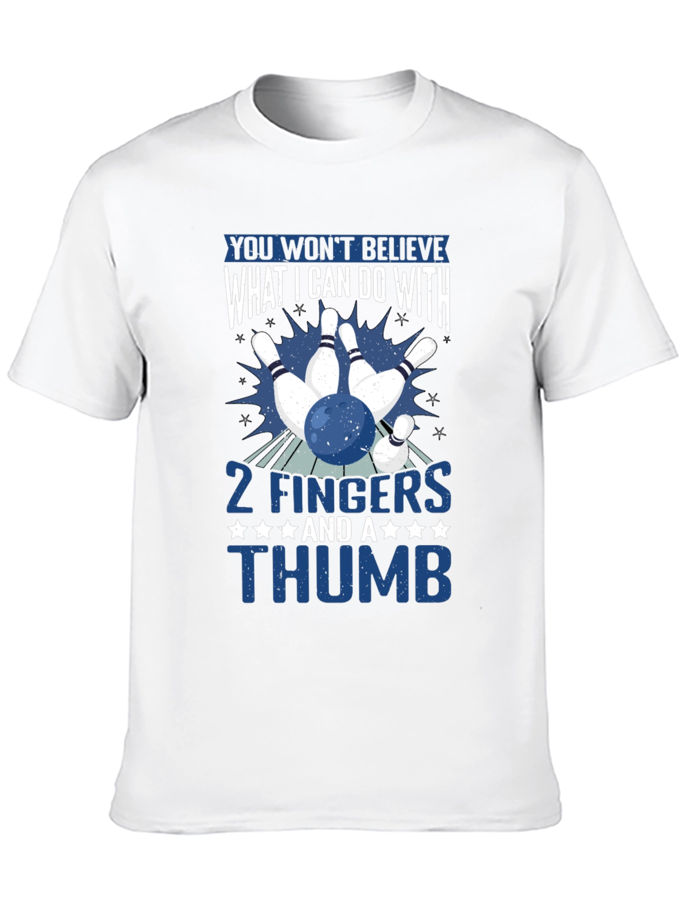 Black Funny Bowling T-Shirt: 2 Fingers and a Thumb Graphic Tee view 10