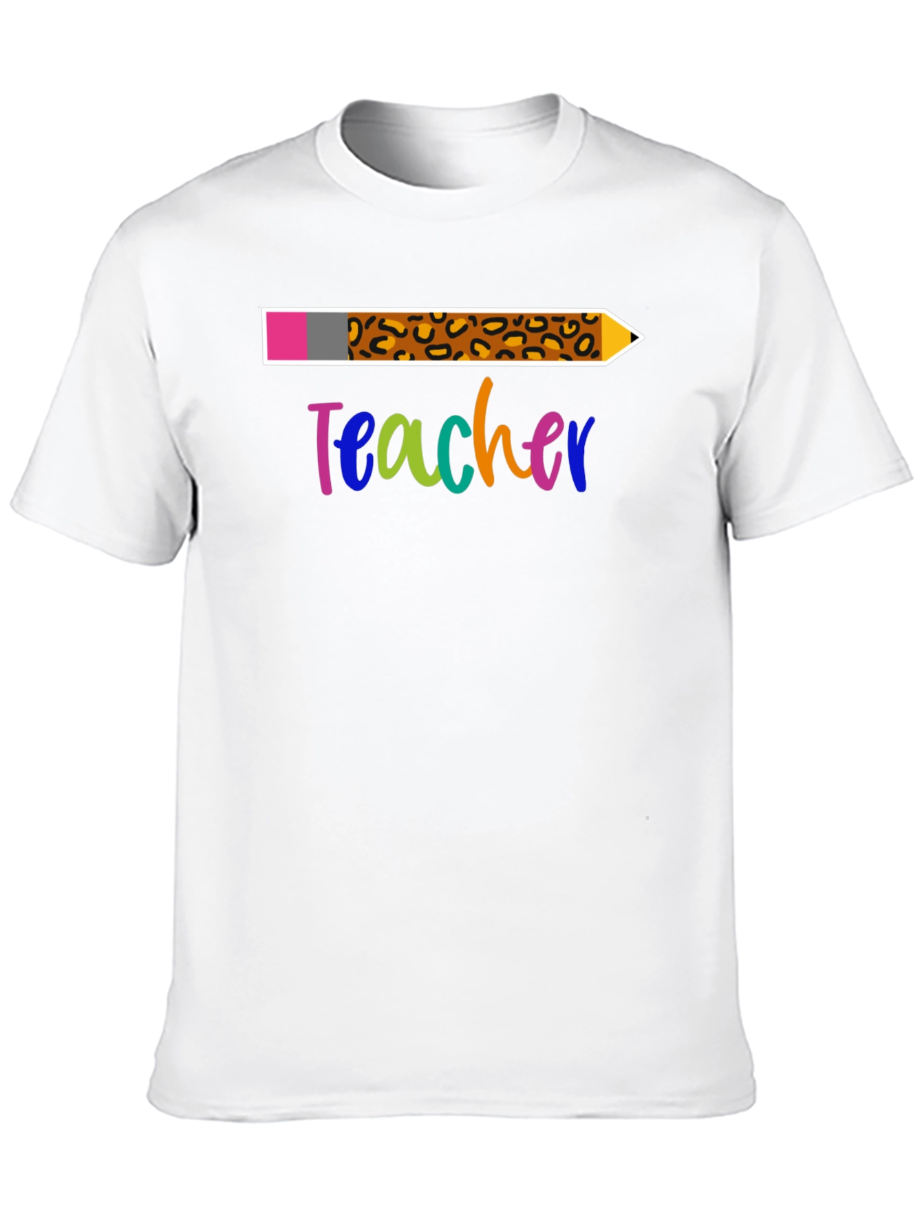 Black Teacher Leopard Print Pencil T-Shirt view 10