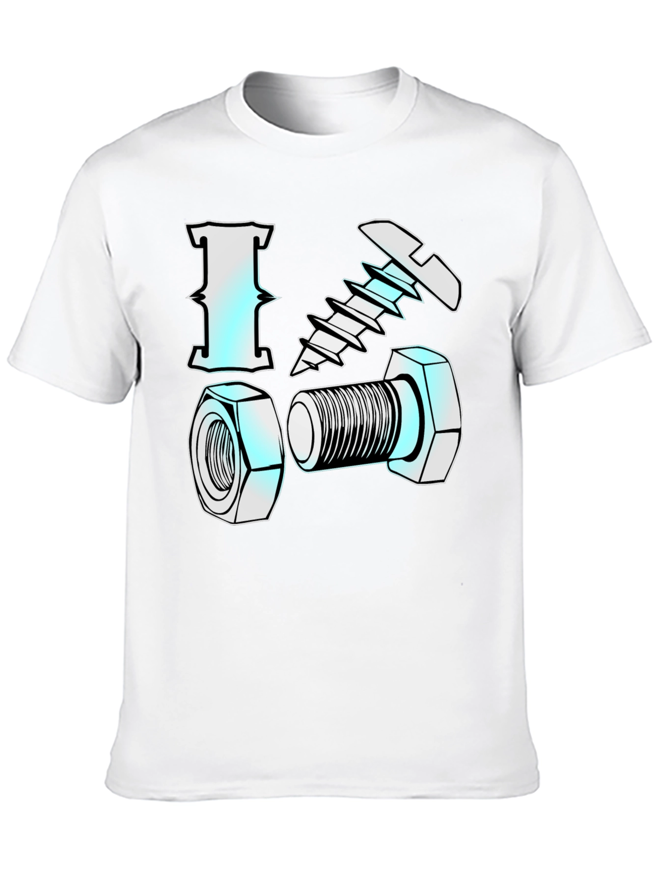 Black I Love Nuts & Bolts Funny Graphic T-Shirt view 10