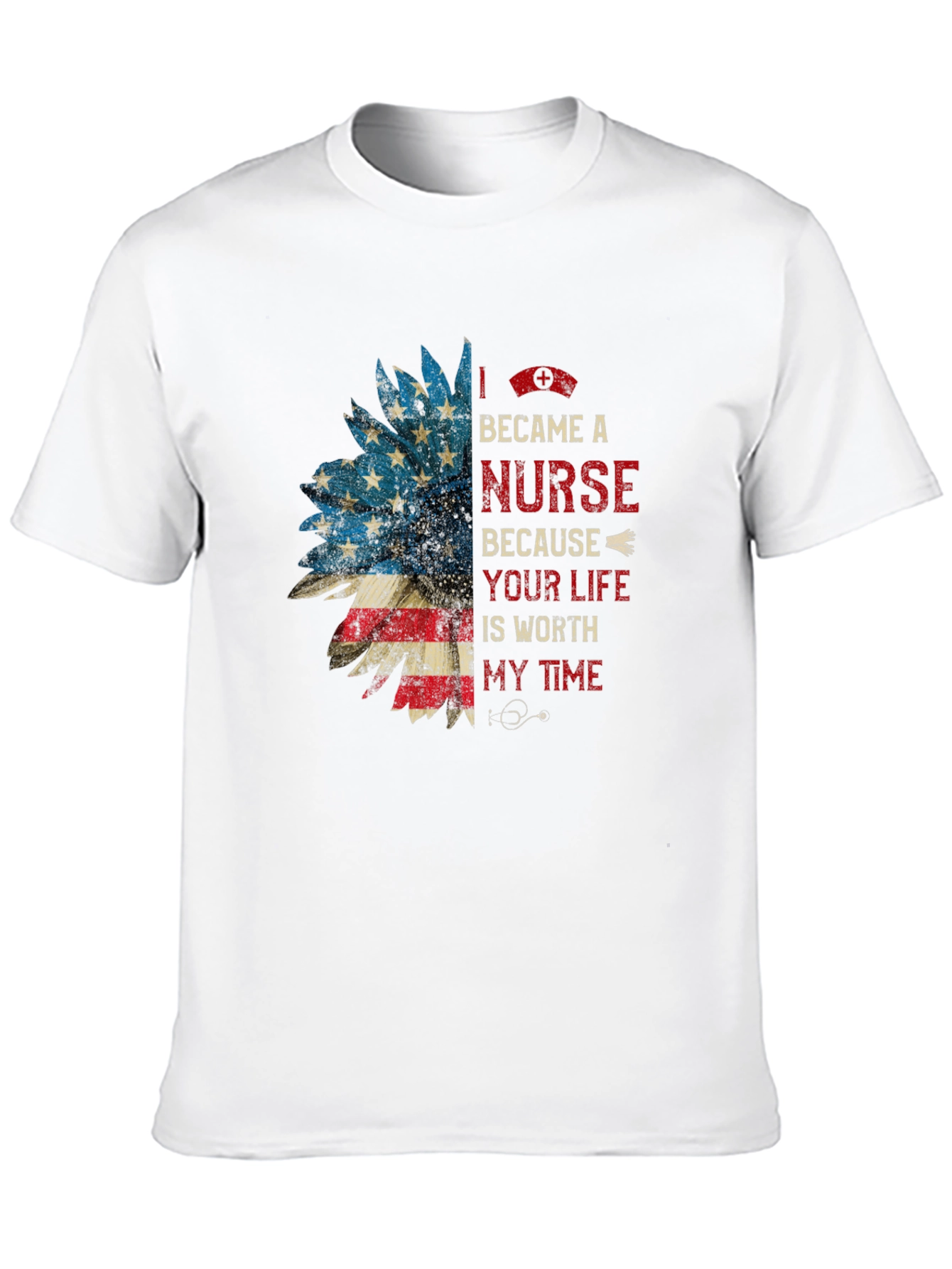 Black Nurse Sunflower T-Shirt Patriotic view 10