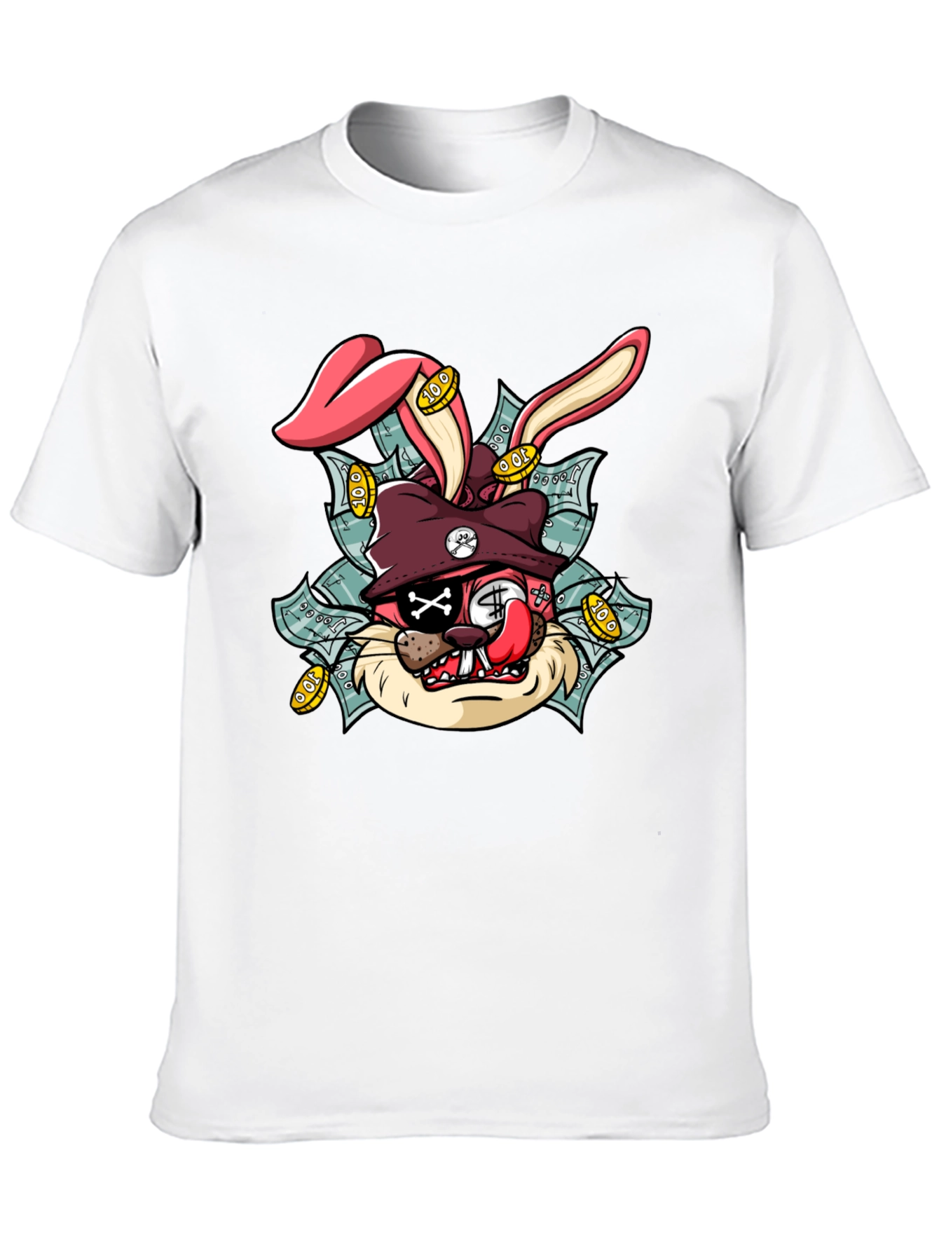 Black Cartoon Rabbit Graphic Black Tee view 10