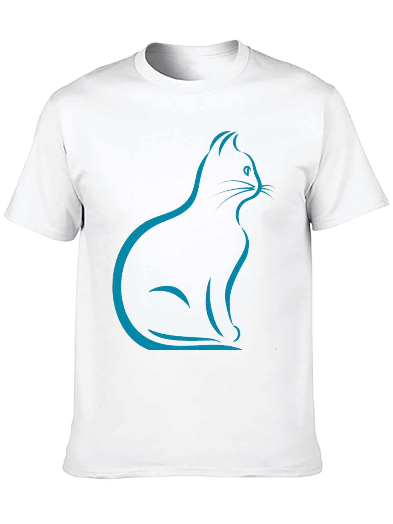 Black Stylish Cat Silhouette T-Shirt - Black view 10