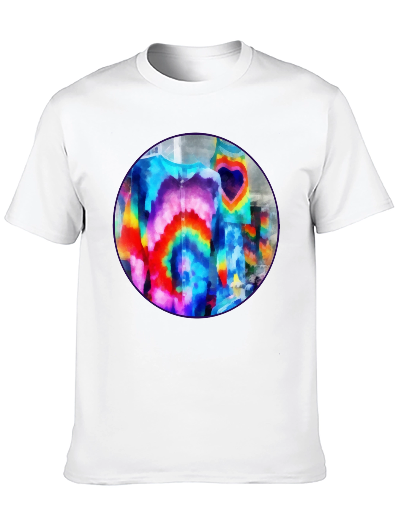 Black Vibrant Tie-Dye Graphic Tee - Bold Black Cotton T-Shirt view 10