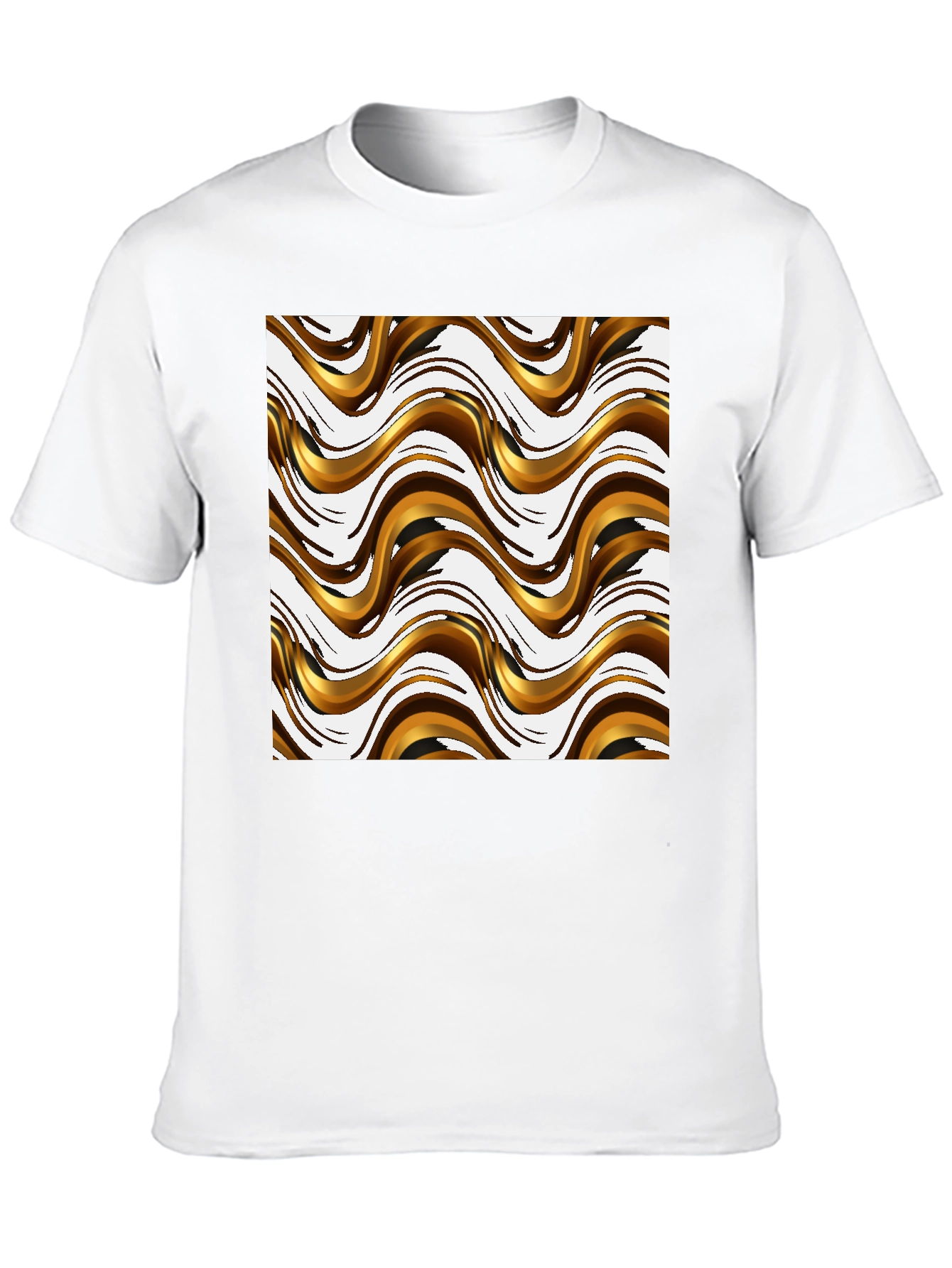 Black Stylish Black Tee with Abstract Gold Wave Design view 10