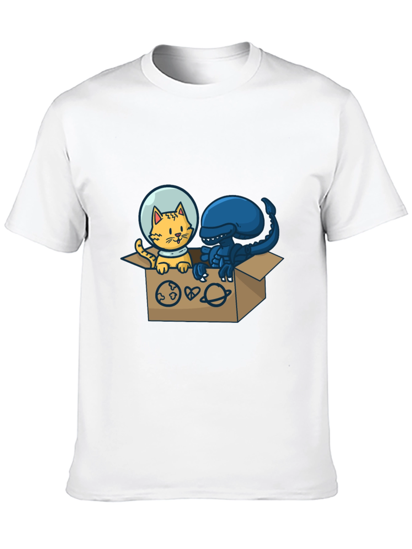 Black Cosmic Critters T-Shirt: Cat & Alien in Space! view 10