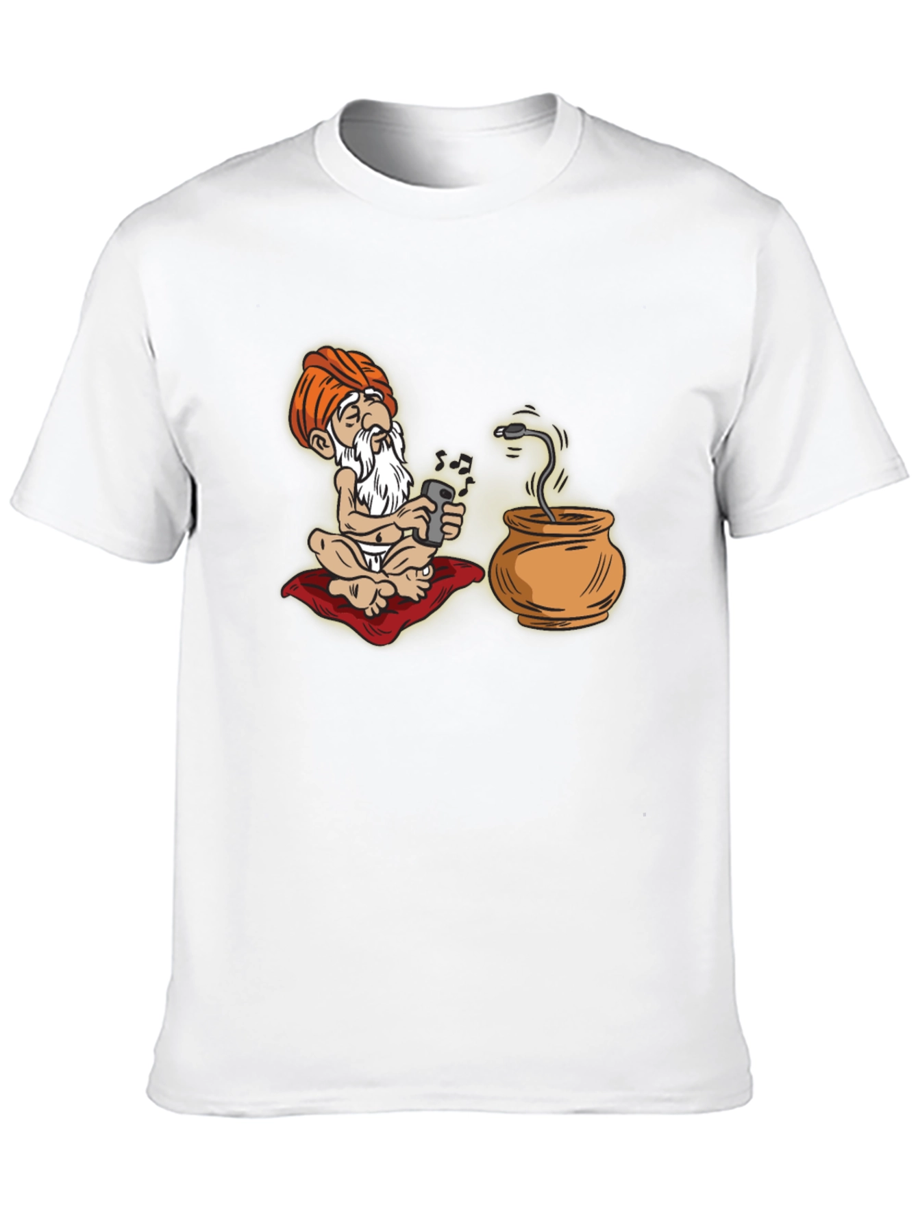 Black Cartoon Guru Tech T-Shirt - Funny Graphic Tee view 10