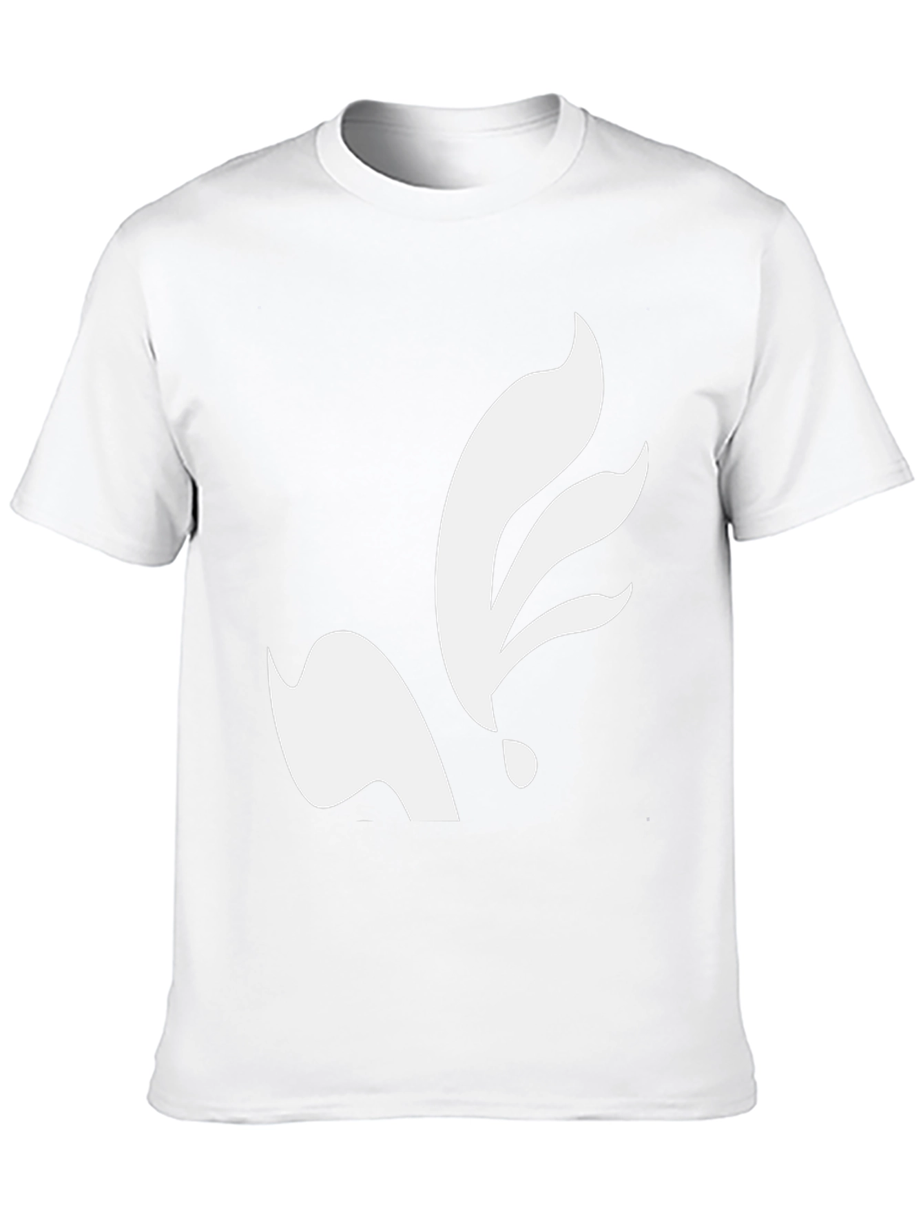 Black Black T-Shirt with Abstract White Leaf Design view 10