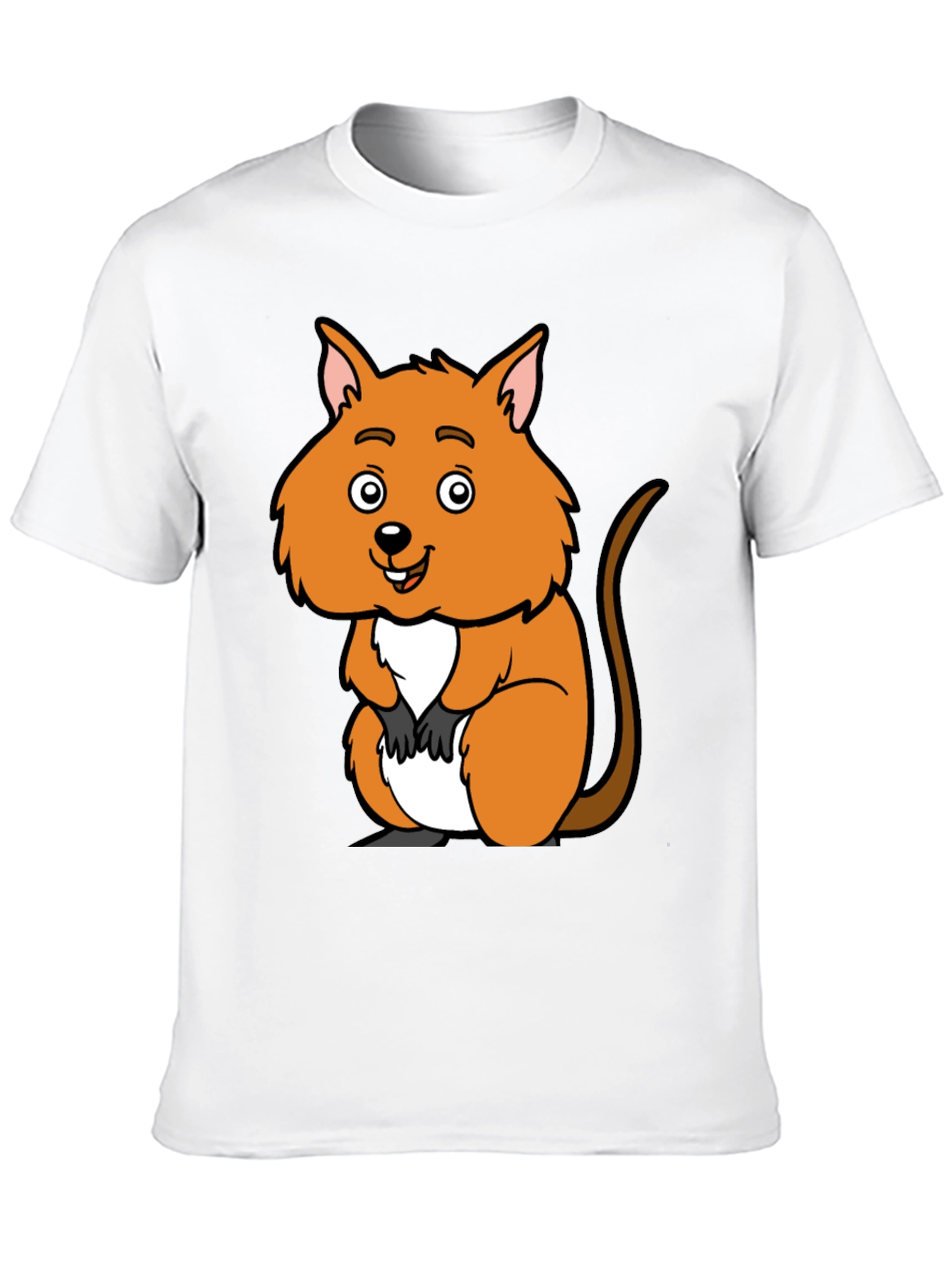Black Cute Quokka Cartoon Black T-Shirt view 10