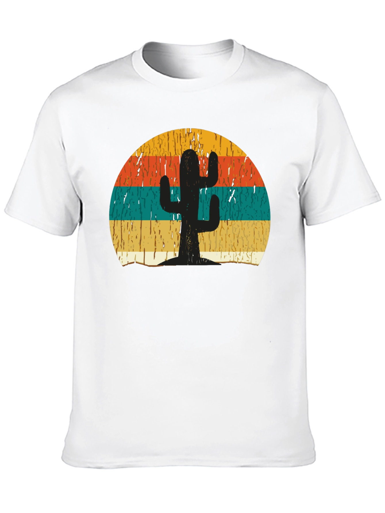 Black Retro Cactus Sunset Graphic T-Shirt view 10