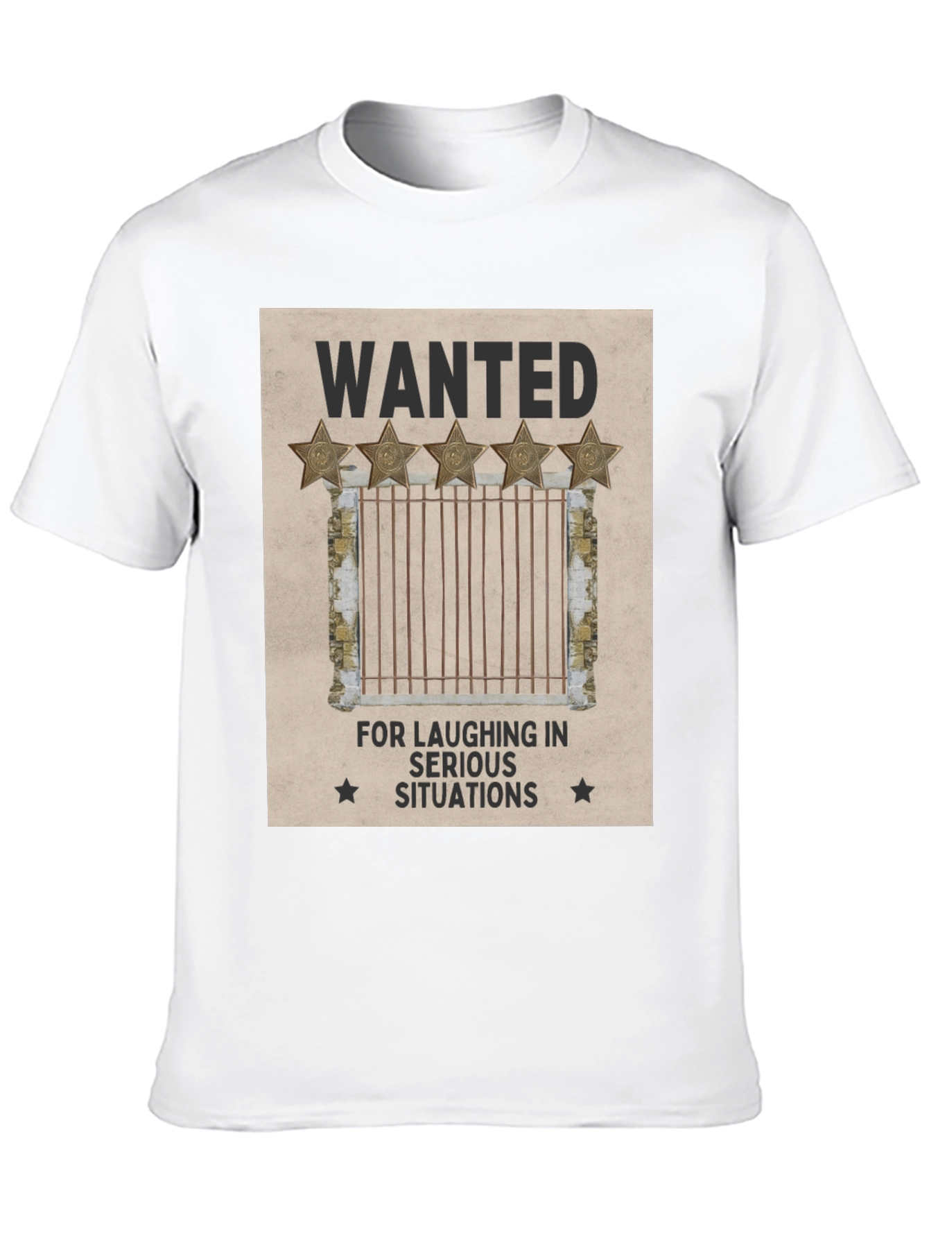 Black Wanted: Laughing in Serious Situations Graphic T-Shirt view 10
