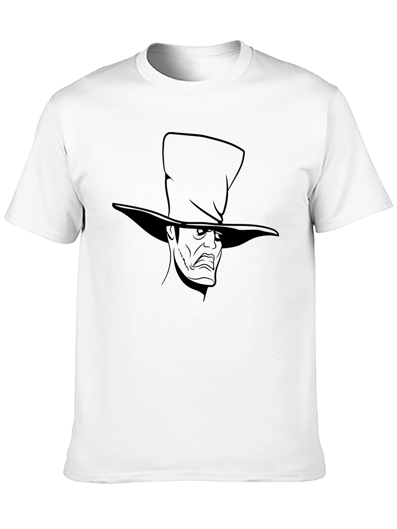 Black Men's Black T-Shirt with Mad Hatter Graphic view 10