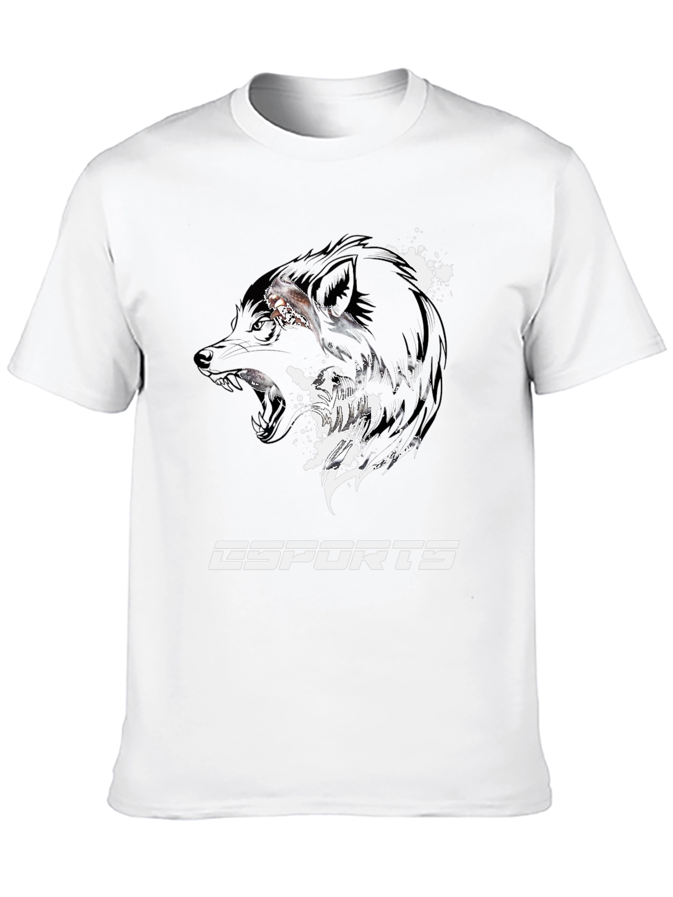 Black Esports Wolf Graphic Tee - Black Cotton T-Shirt view 10