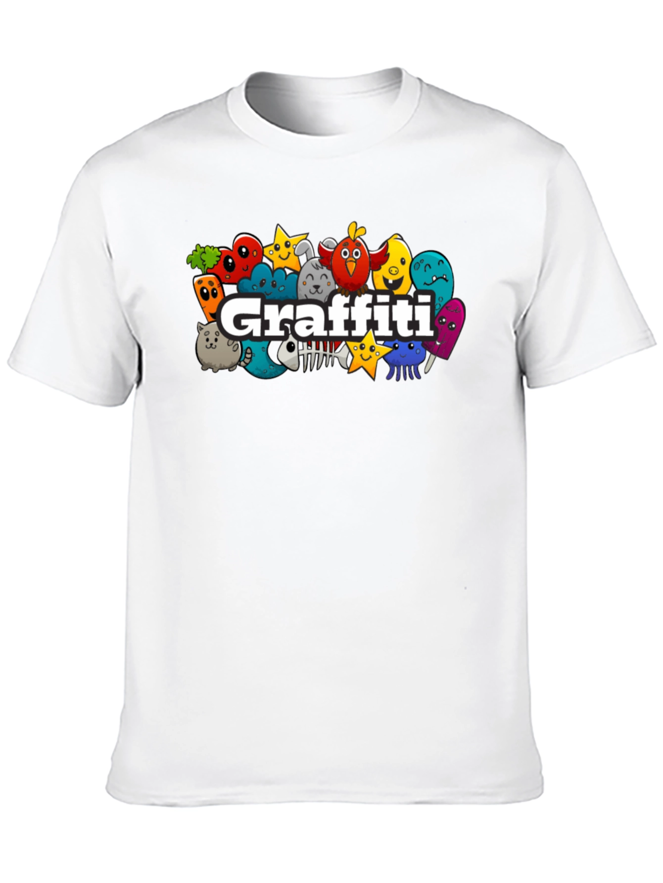 Black Graffiti Cartoon Graphic Black T-Shirt view 10