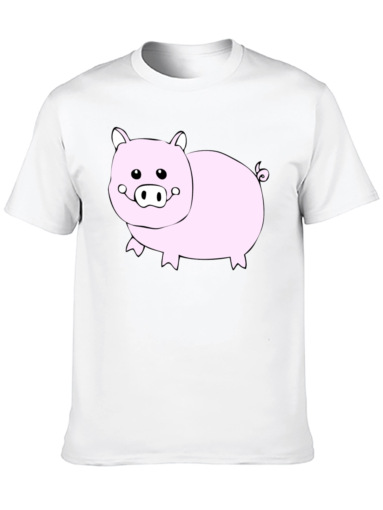 Black Cute Pig Graphic Black T-Shirt - Unisex view 10