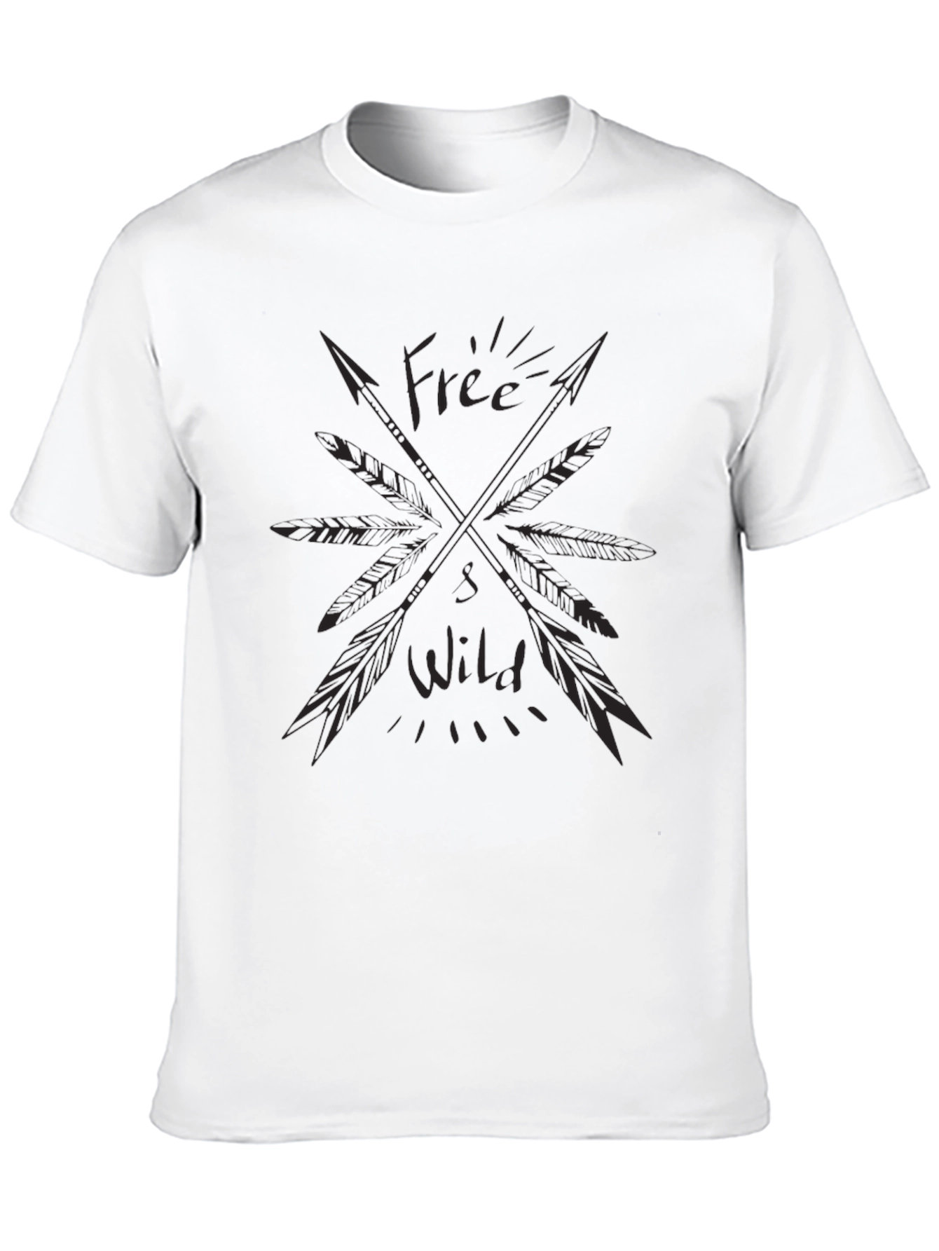 Black Free Wild Arrows Graphic T-Shirt - Casual Black Tee view 10
