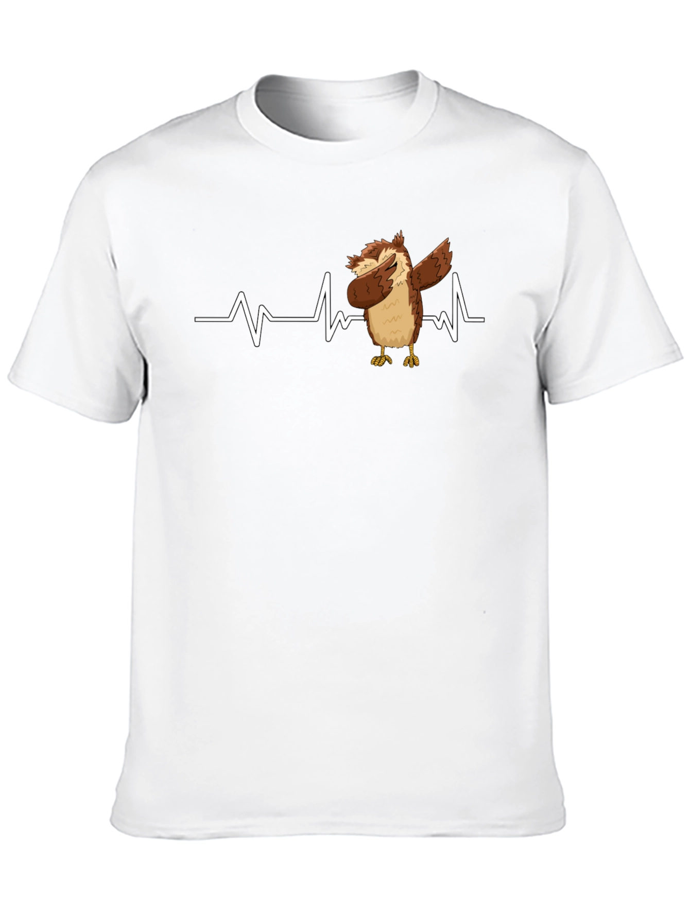 Black Dabbing Owl T-Shirt: Funny Bird Heartbeat Tee view 10