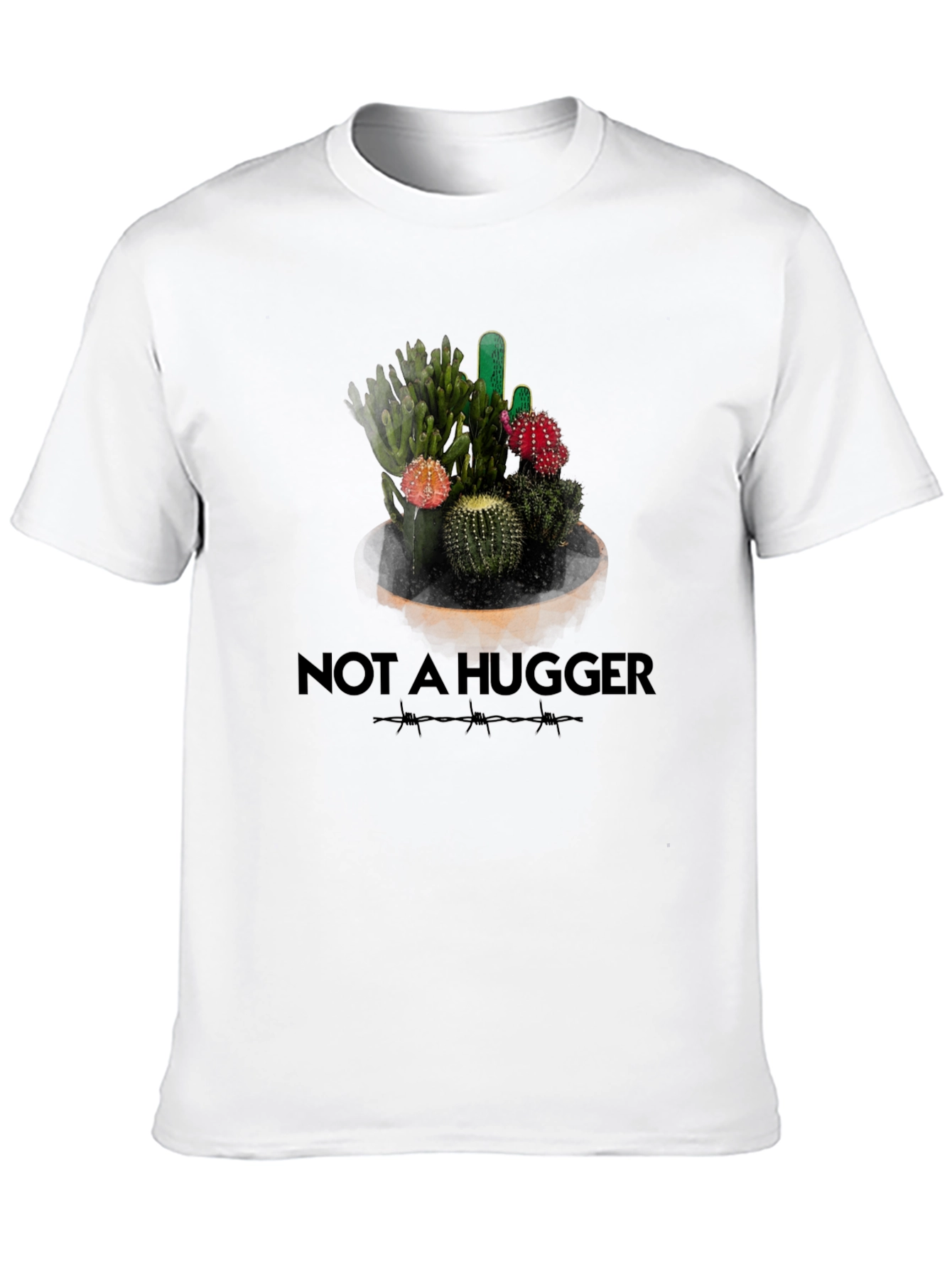 Black Not A Hugger Cactus Graphic T-Shirt view 10