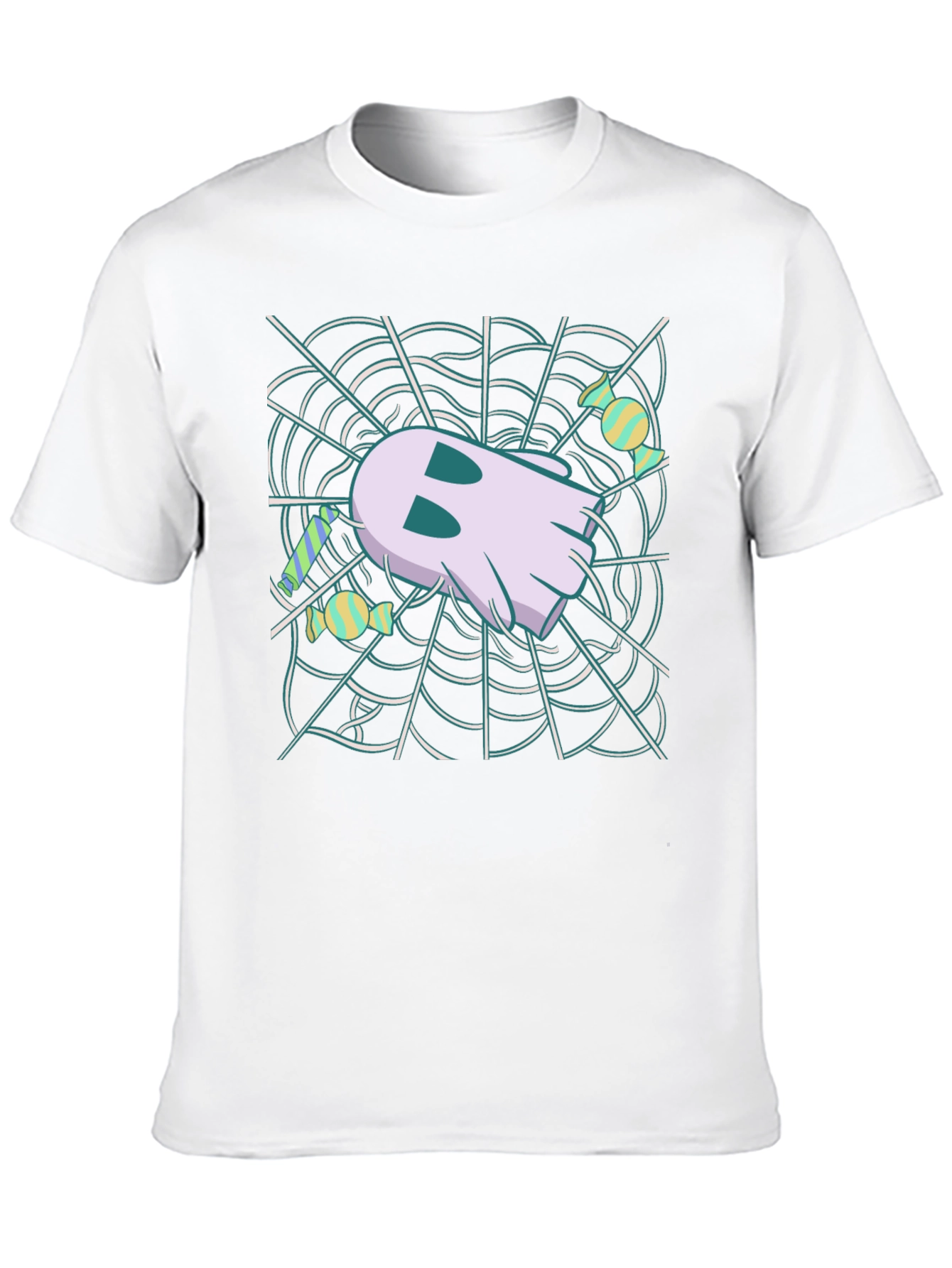 Black Ghost in Web Halloween Graphic T-Shirt view 10