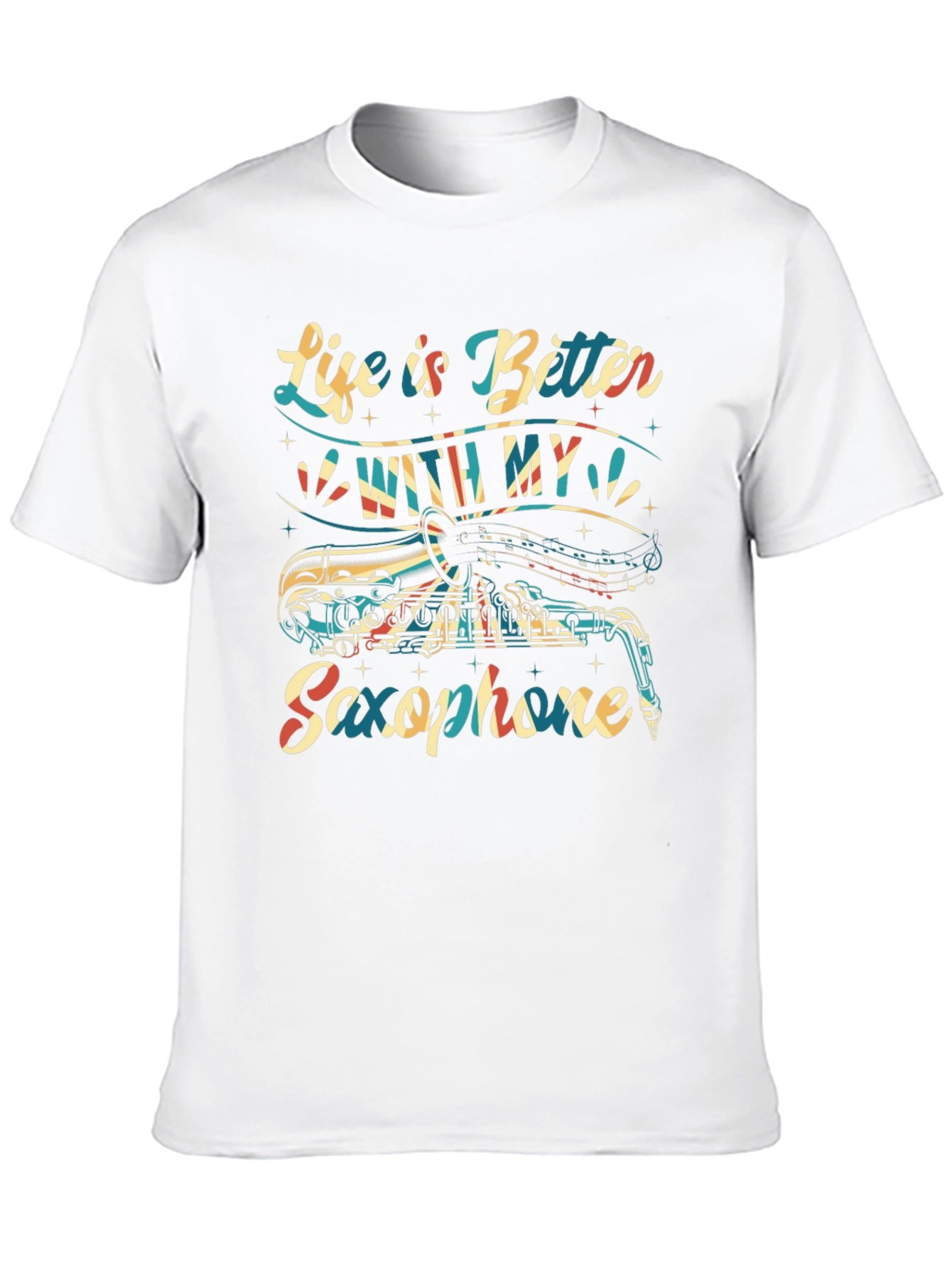 Black Saxophone Lover T-Shirt - Life is Better With My Saxophone view 10