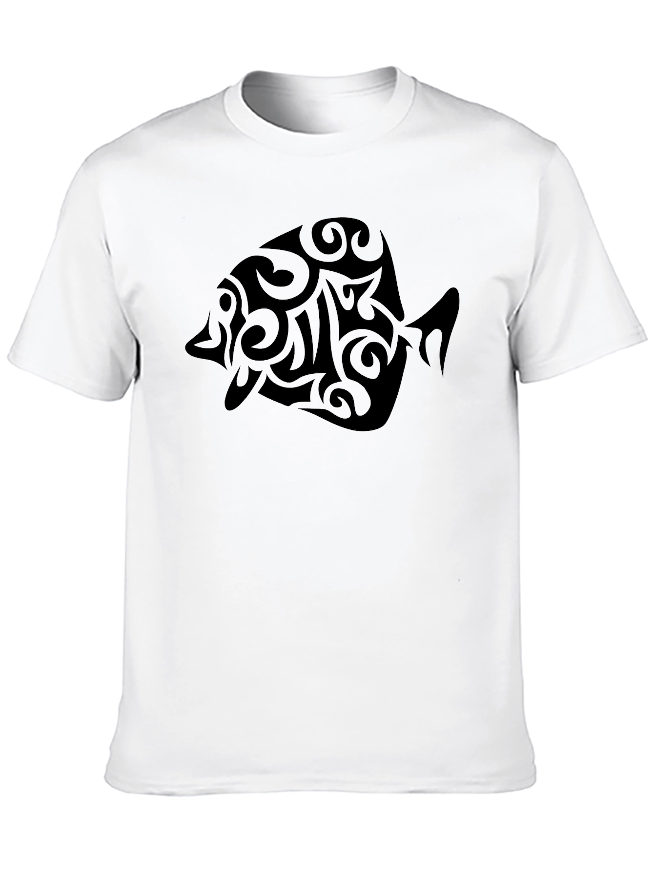 Black Tribal Fish Graphic Tee - Men's Black T-Shirt view 10