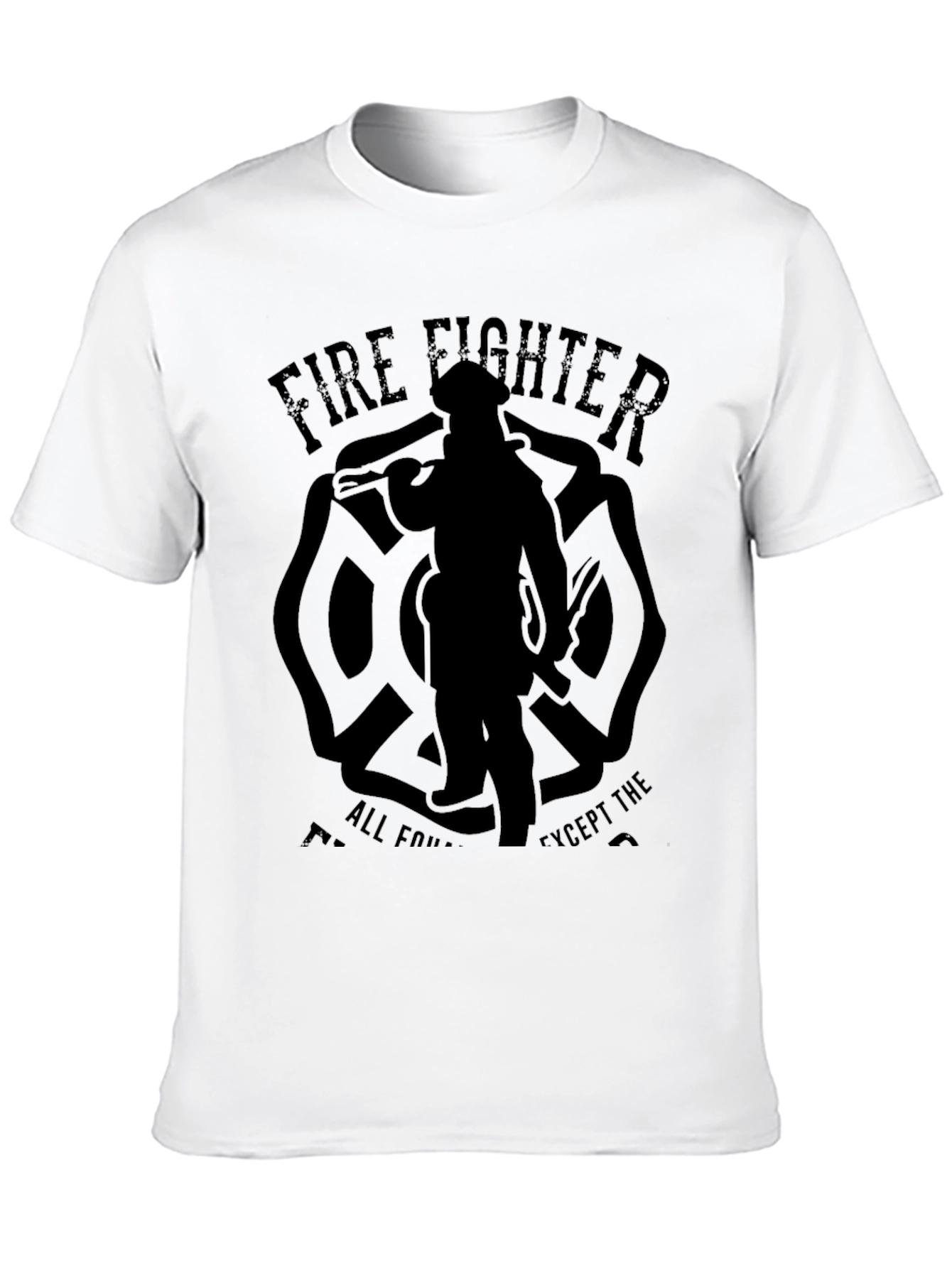 Black Firefighter Graphic Tee - Maltese Cross Design view 10
