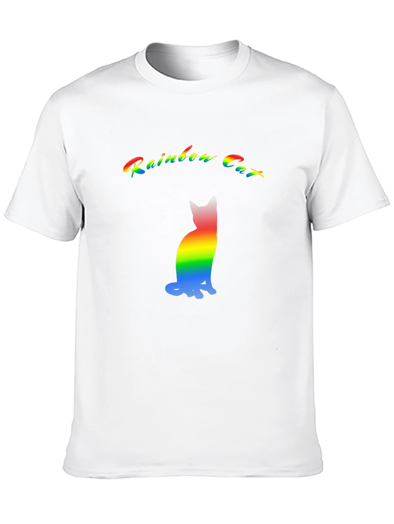Black Rainbow Cat Graphic T-Shirt - Black Cotton Blend view 10