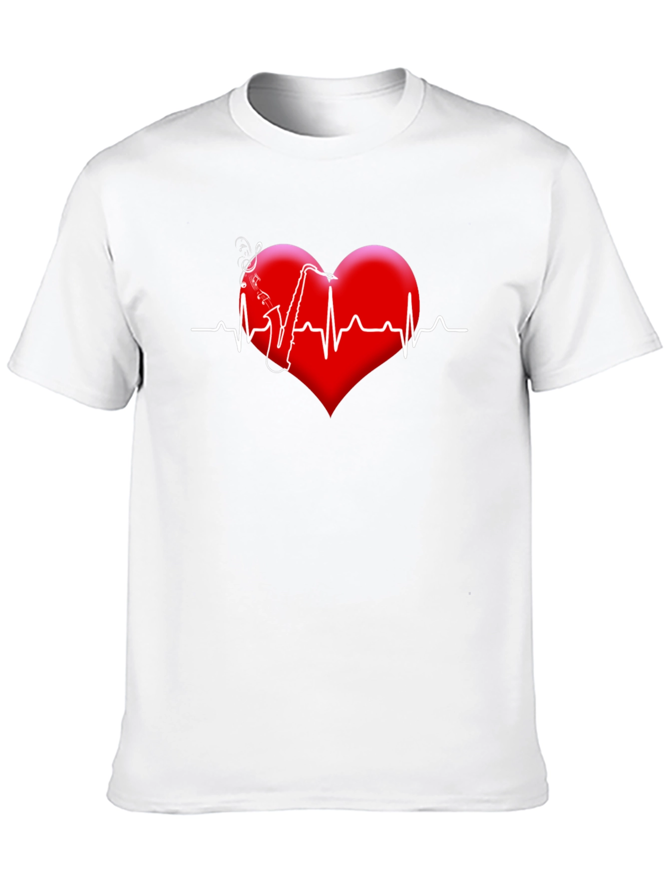 Black Saxophone Heartbeat Graphic Tee view 10